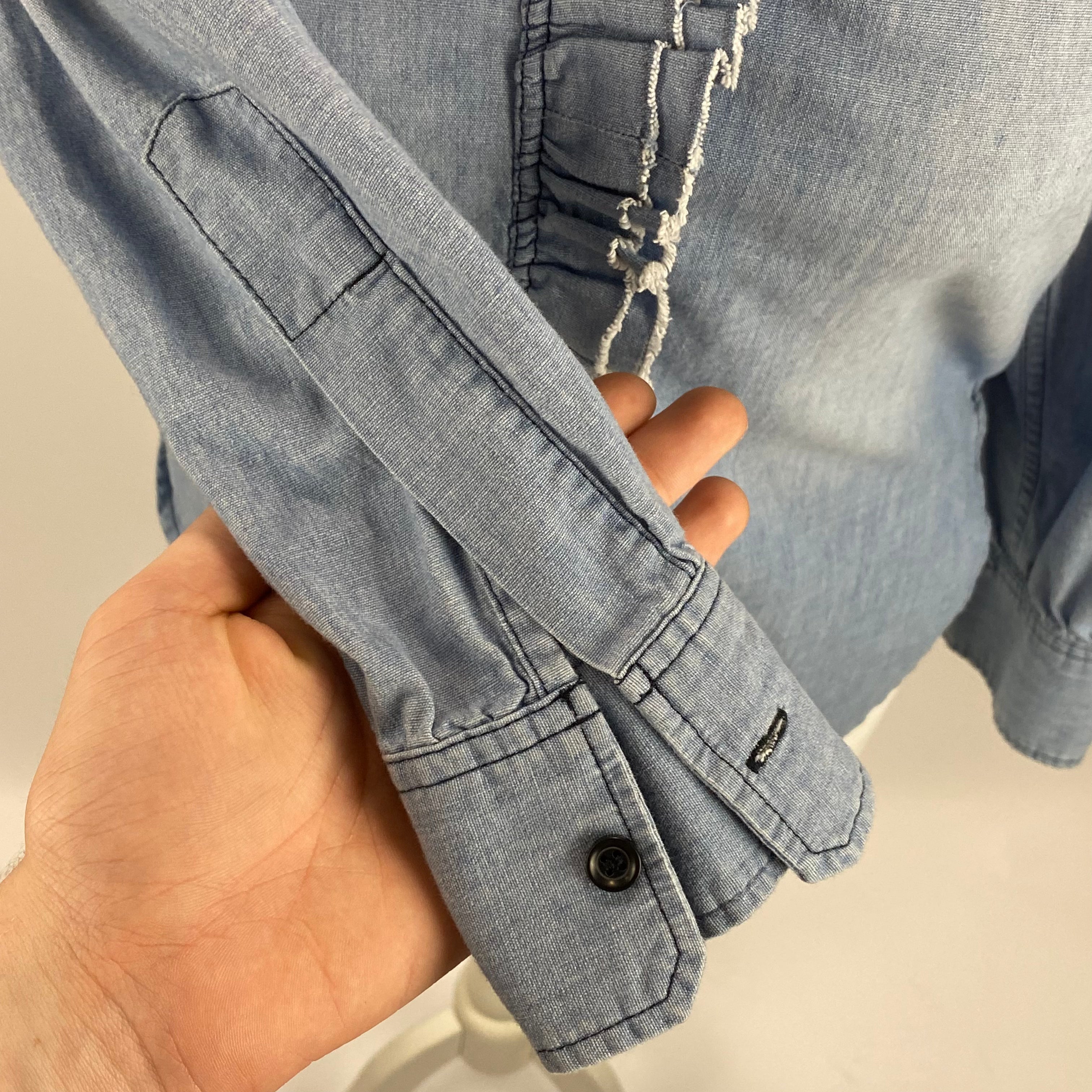 Isabel Marant Etoile Ruffle Trimmed Denim Shirt XS