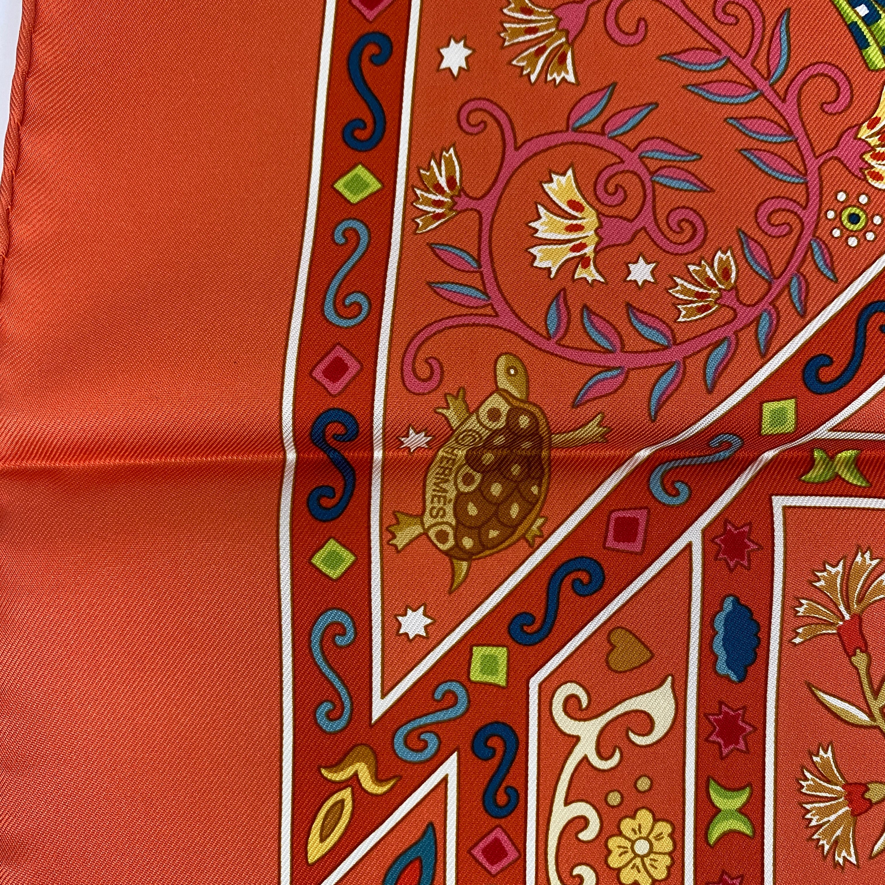 Hermes New Apricot Peuple Du Vent Silk Twill 90 Scarf