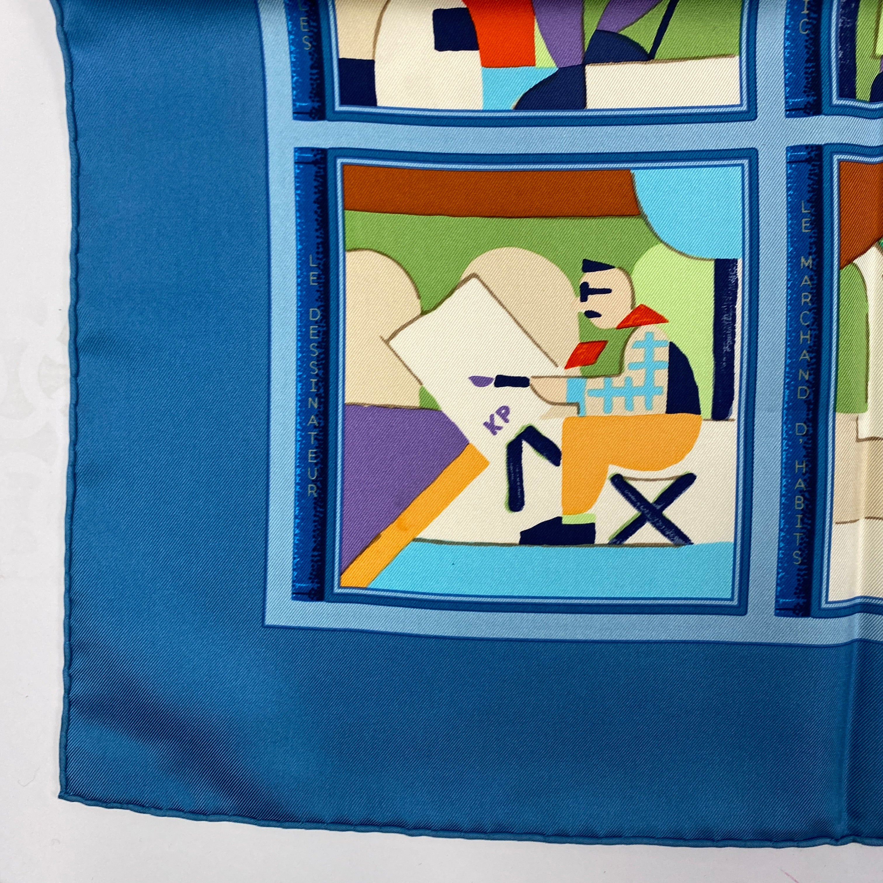 Hermes New Cornflower Les Petits Metiers De Paris Silk Twill 90 Scarf