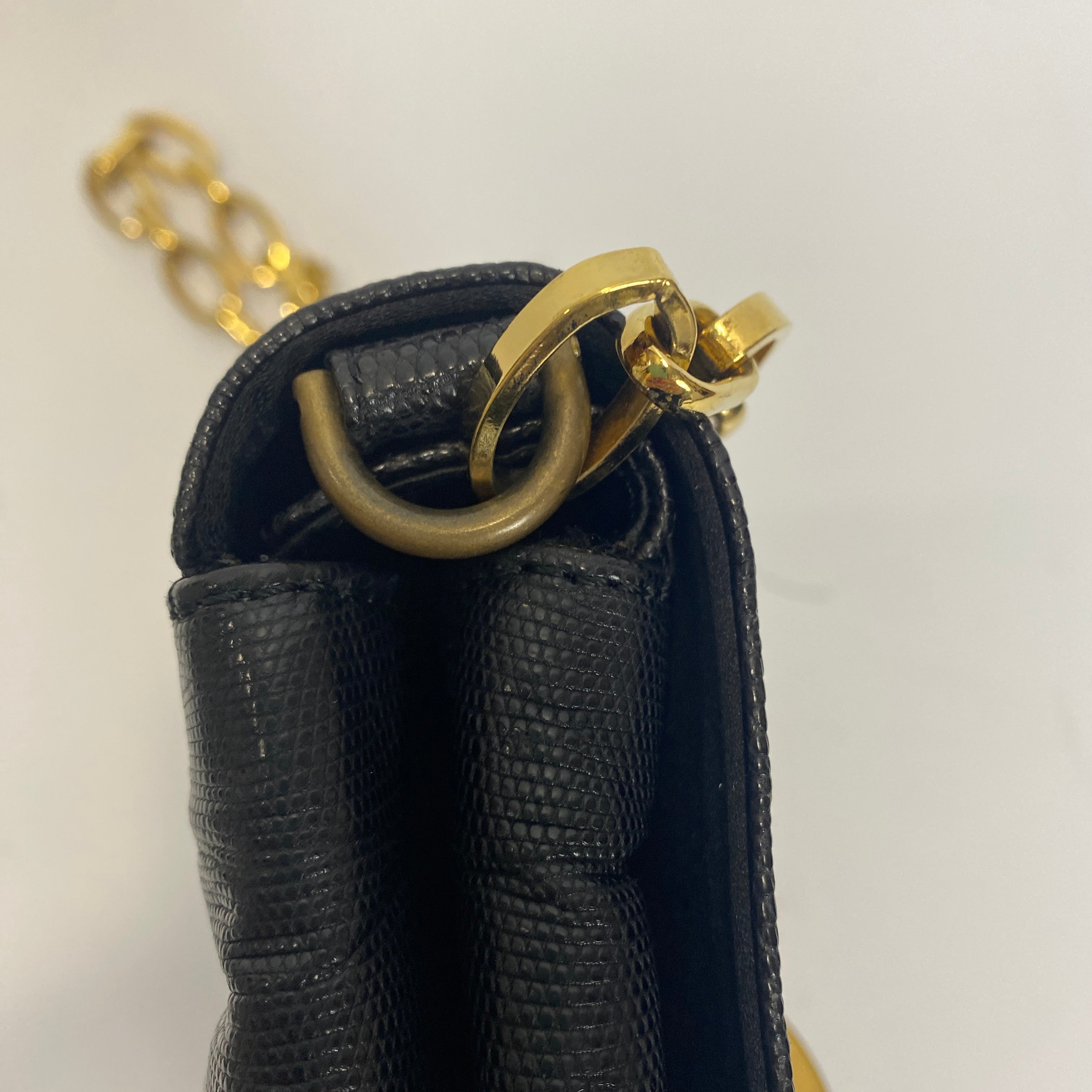 Lanvin £1390 Black Vintage Jesus Lizard Flap Small Handbag