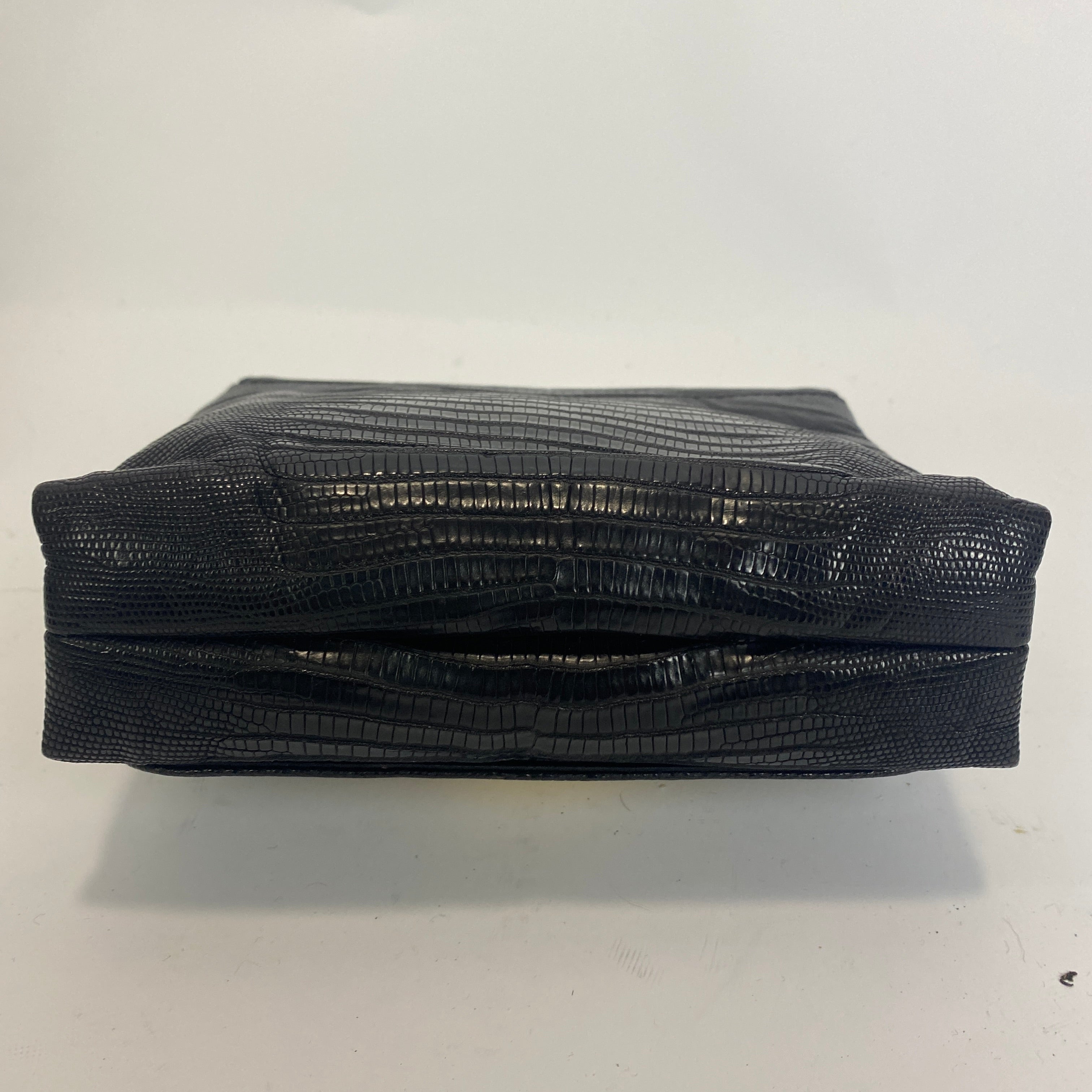 Lanvin £1390 Black Vintage Jesus Lizard Flap Small Handbag