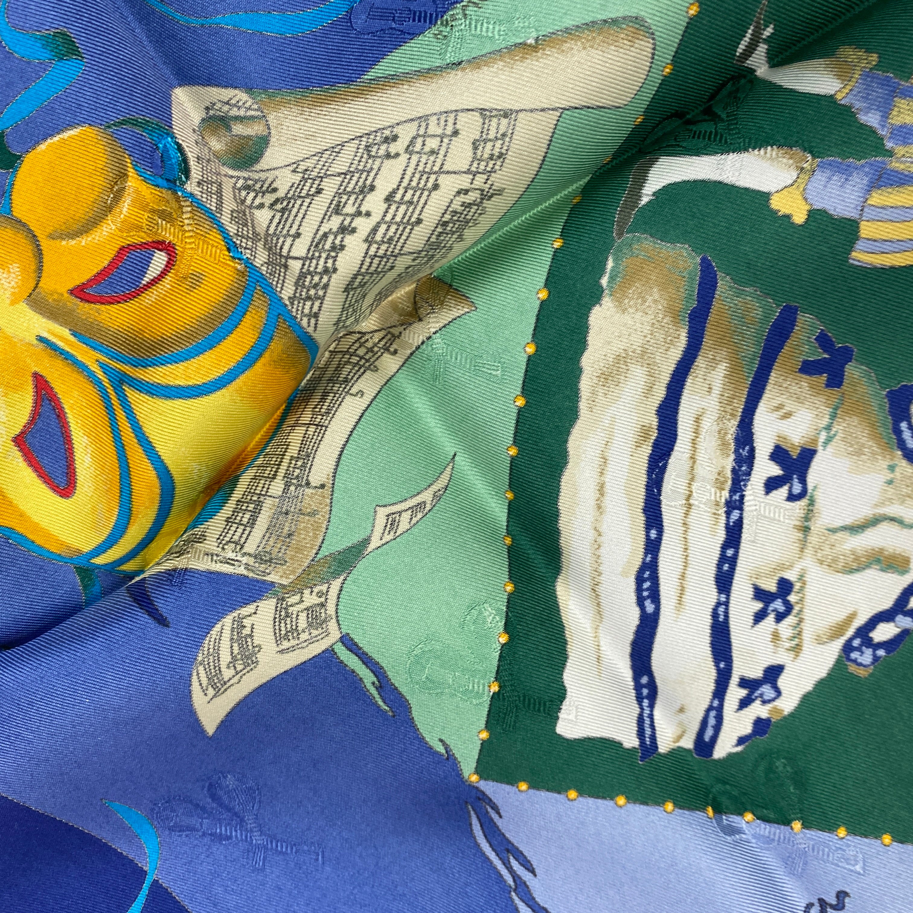Hermes Red & Blue Le Carnaval De Venise Silk Twill 90 Scarf