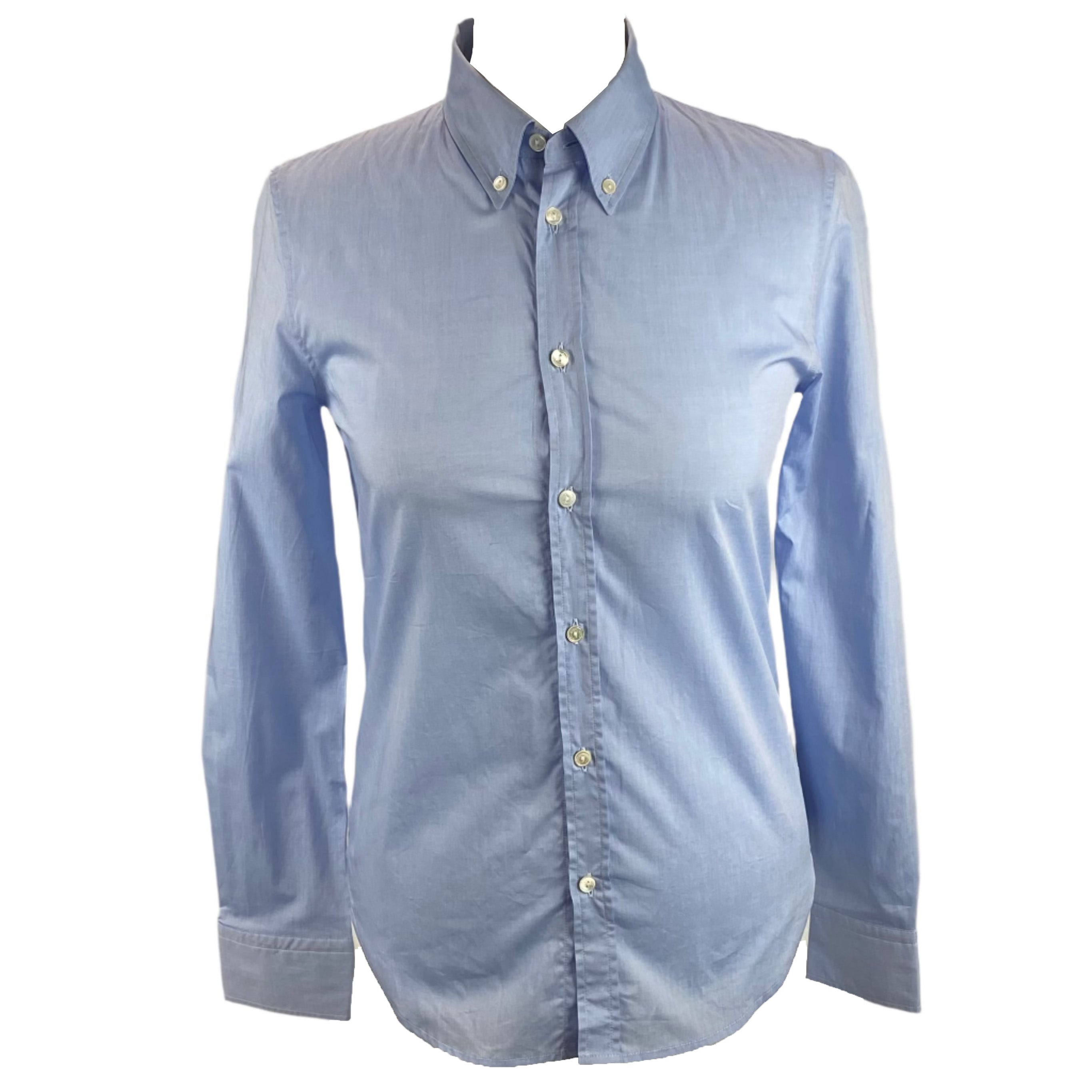 Nili Lotan New Blue Superfine Cotton Fitted Shirt XS