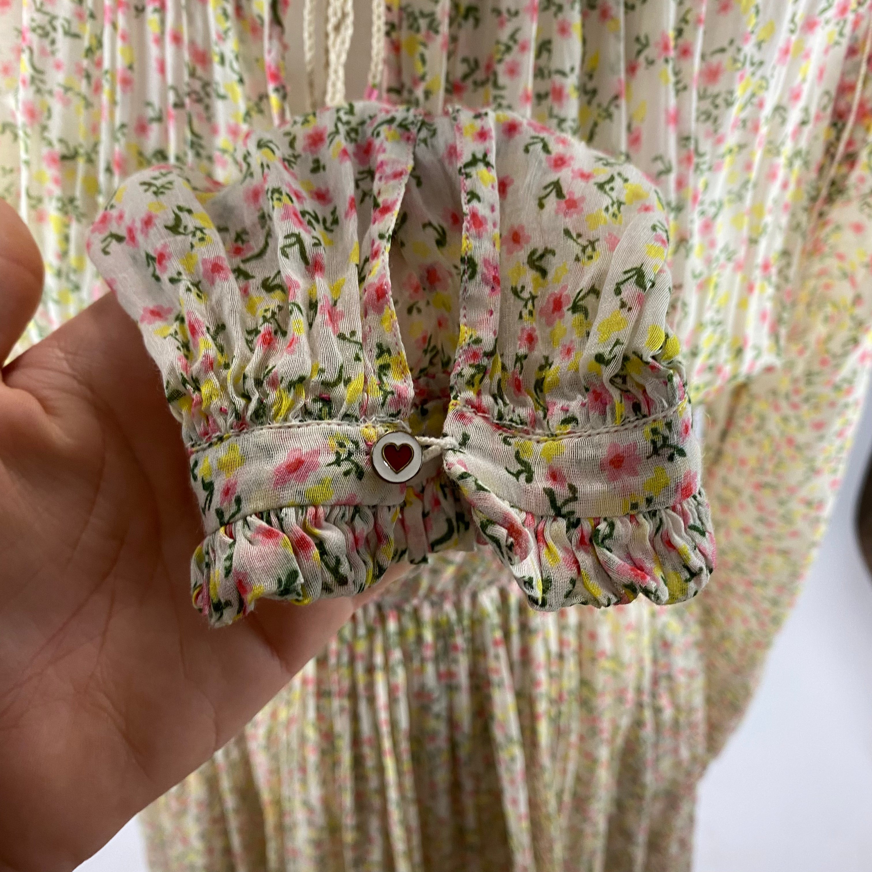 Pero £1200 Cream Ditzy Floral Silk & Cotton Maxi Dress S