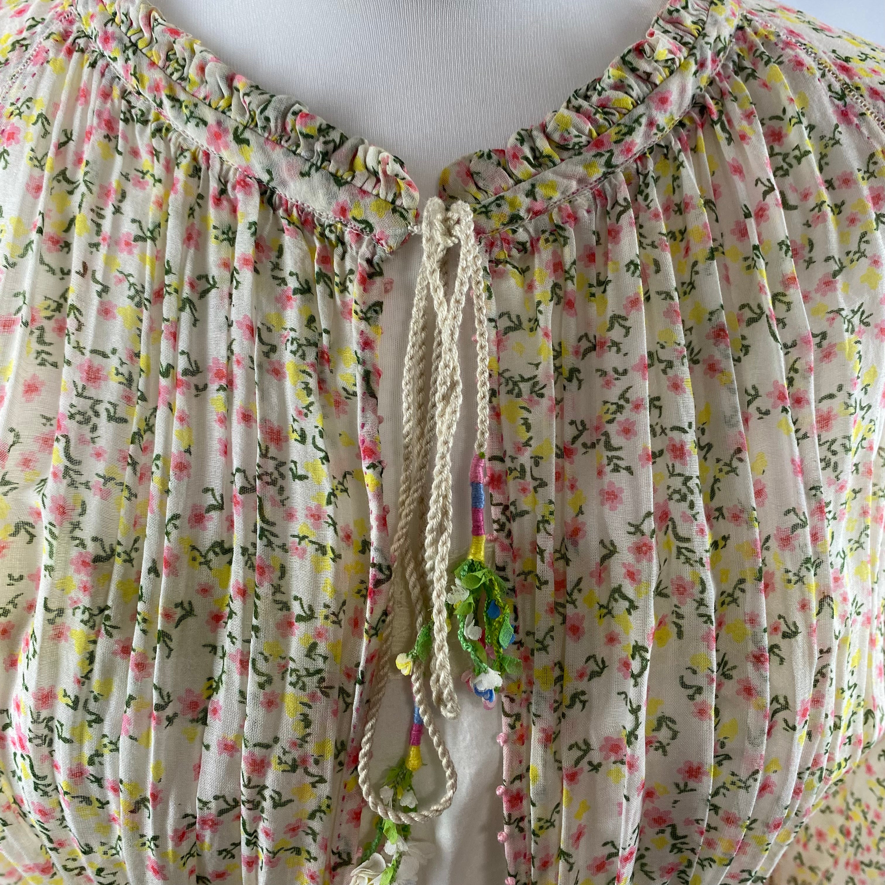 Pero £1200 Cream Ditzy Floral Silk & Cotton Maxi Dress S