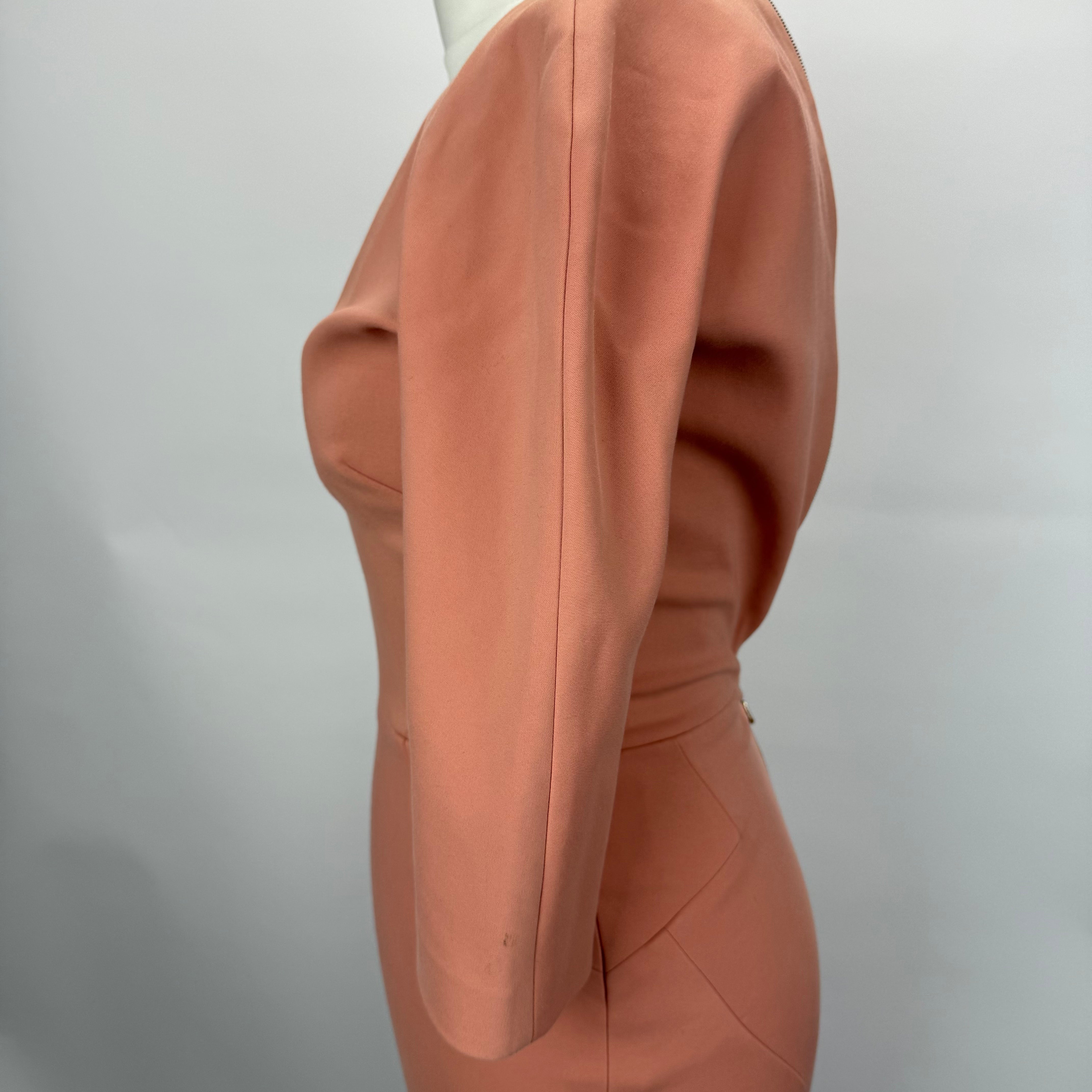 Victoria Beckham Plaster Pink Zip Back Midi Dress XS