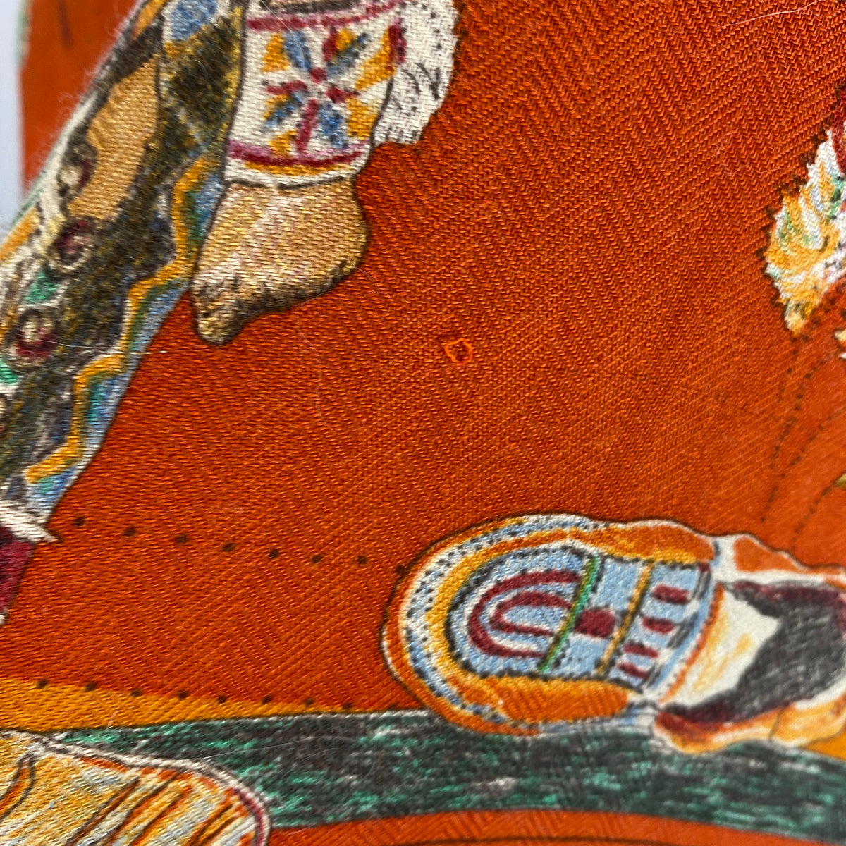 Hermes Orange Les Danses Des Indiens Large 140 Cashmere & Silk Carre Scarf