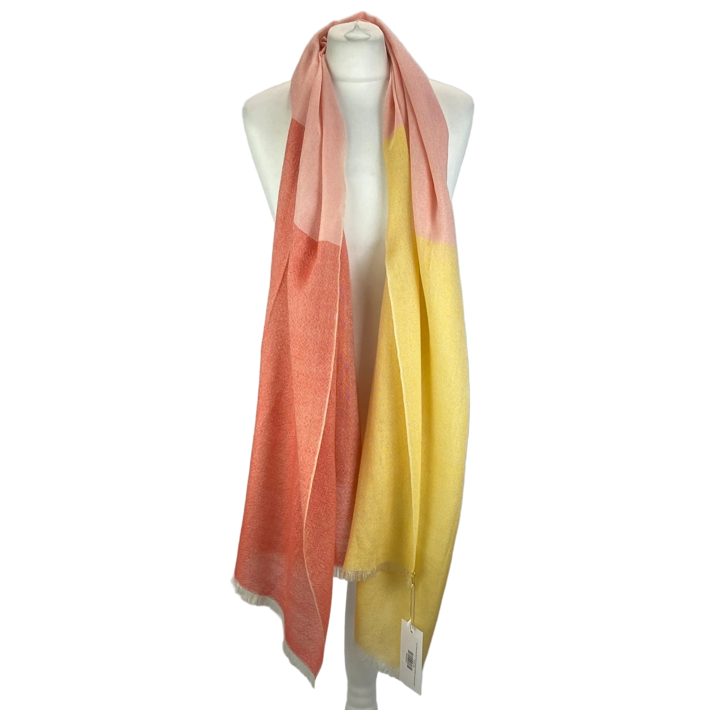 Loro Piana New £670 Pink & Orange Superfine Cashmere Scarf