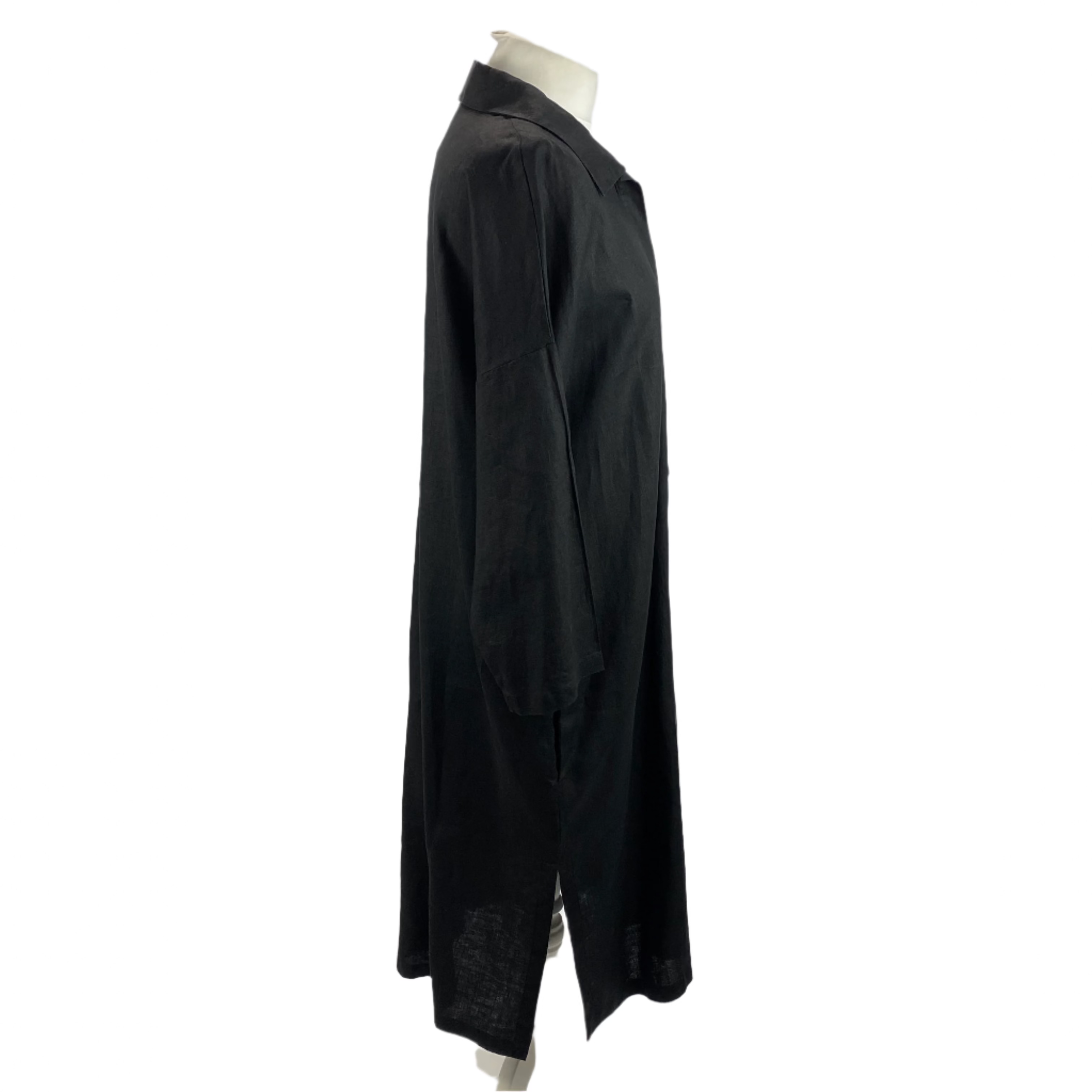 Max Mara Black Linen Revers Collar Tunic Dress XXL