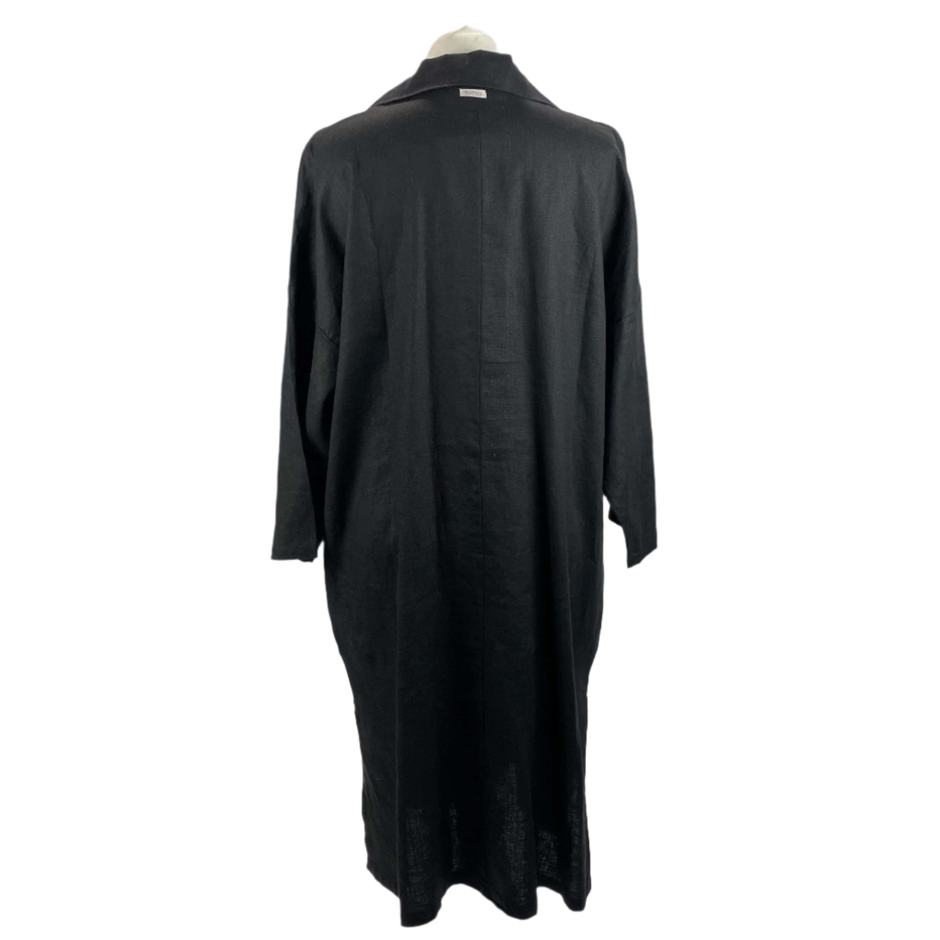 Max Mara Black Linen Revers Collar Tunic Dress XXL