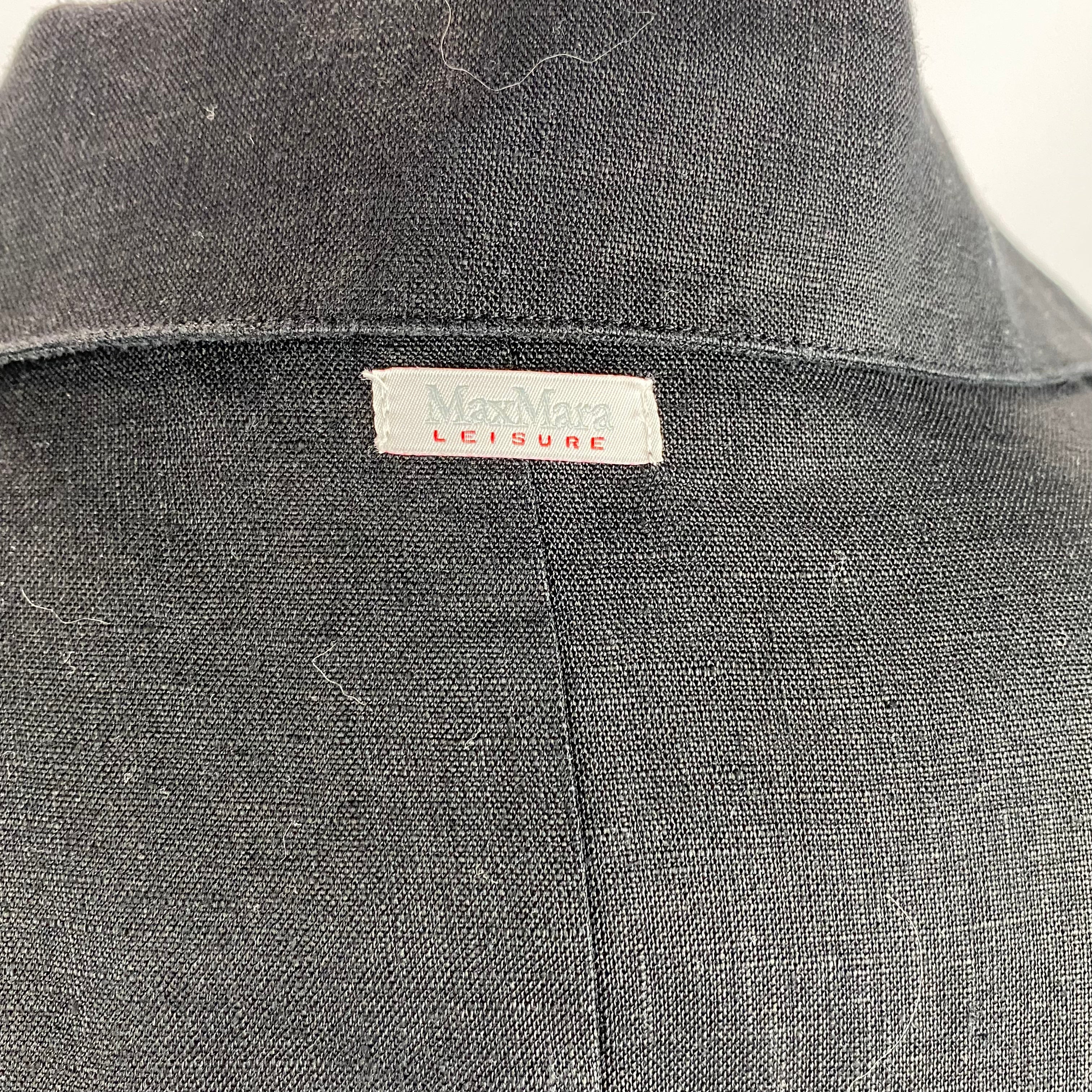 Max Mara Black Linen Revers Collar Tunic Dress XXL