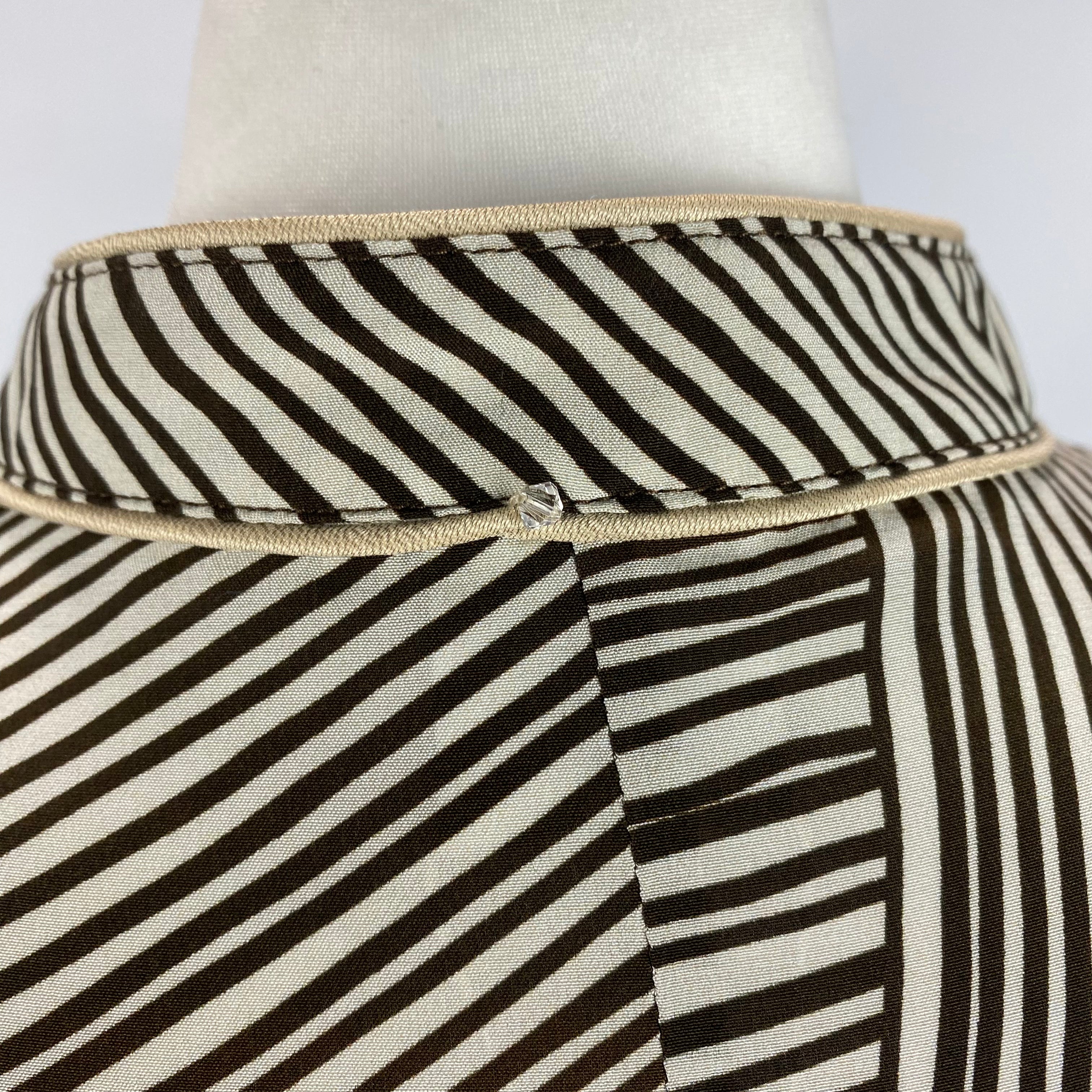 Max Mara Espresso & Cream Stripe Silk Tunic Dress XXL