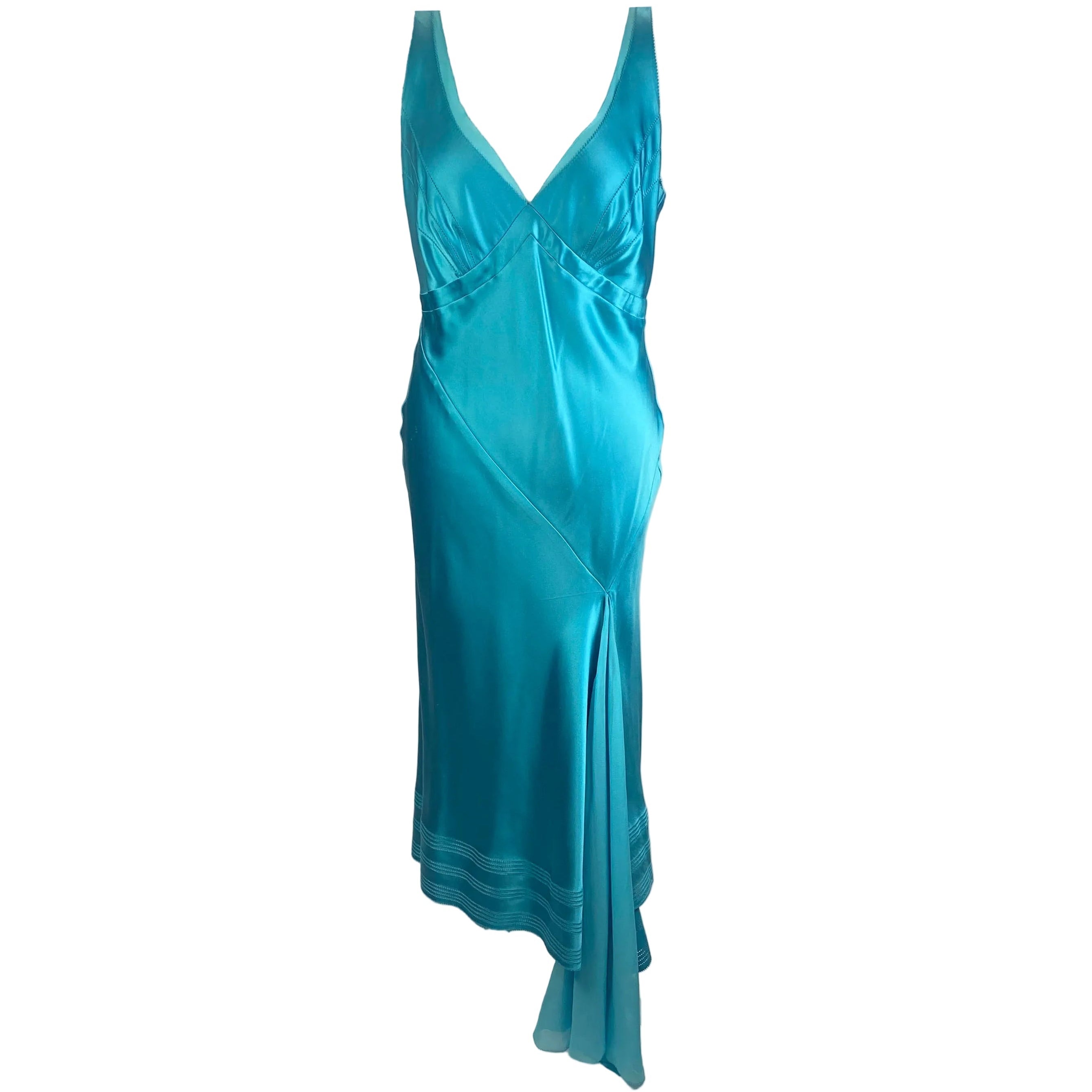 Amanda Wakeley Peacock Silk Slip Dress L