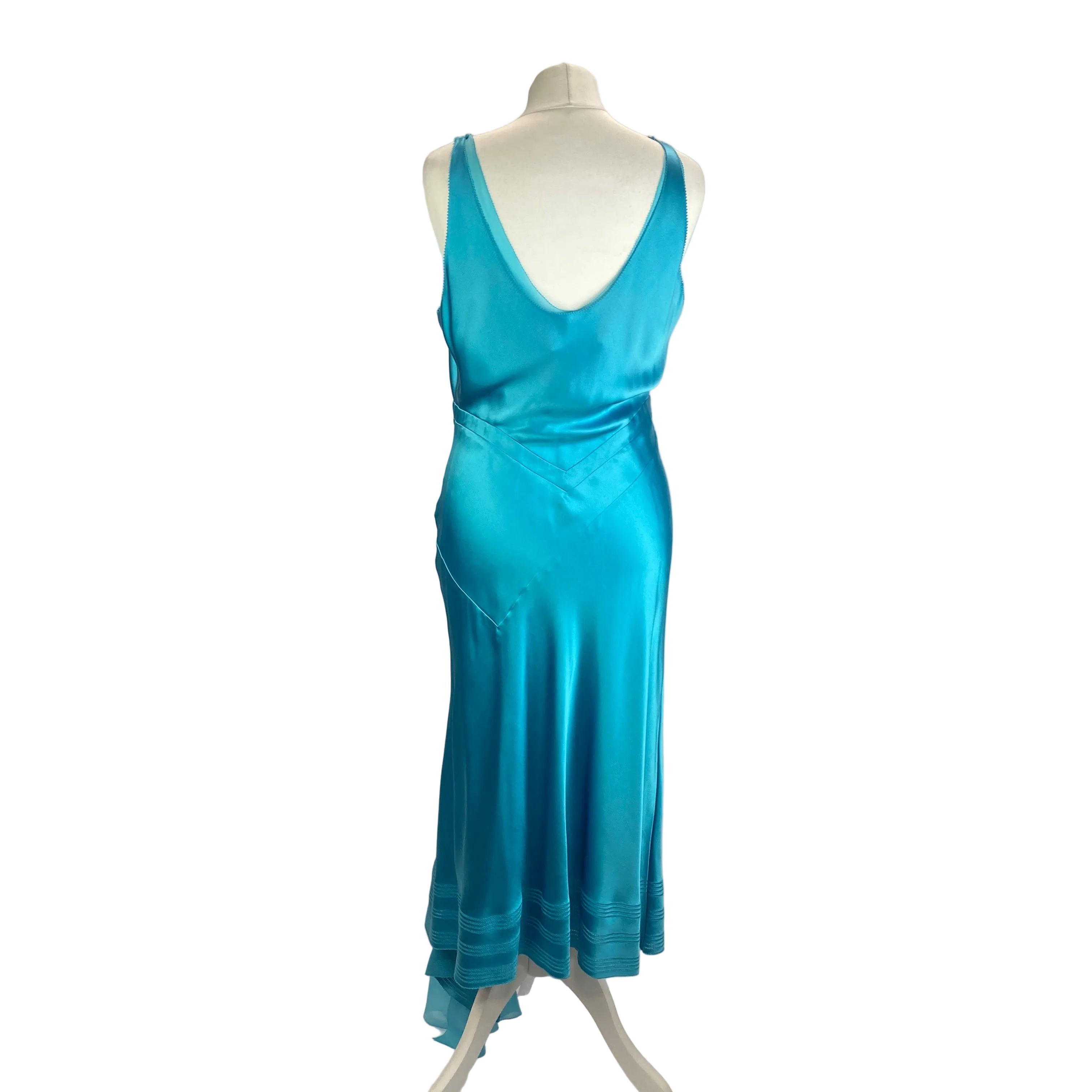 Amanda Wakeley Peacock Silk Slip Dress L