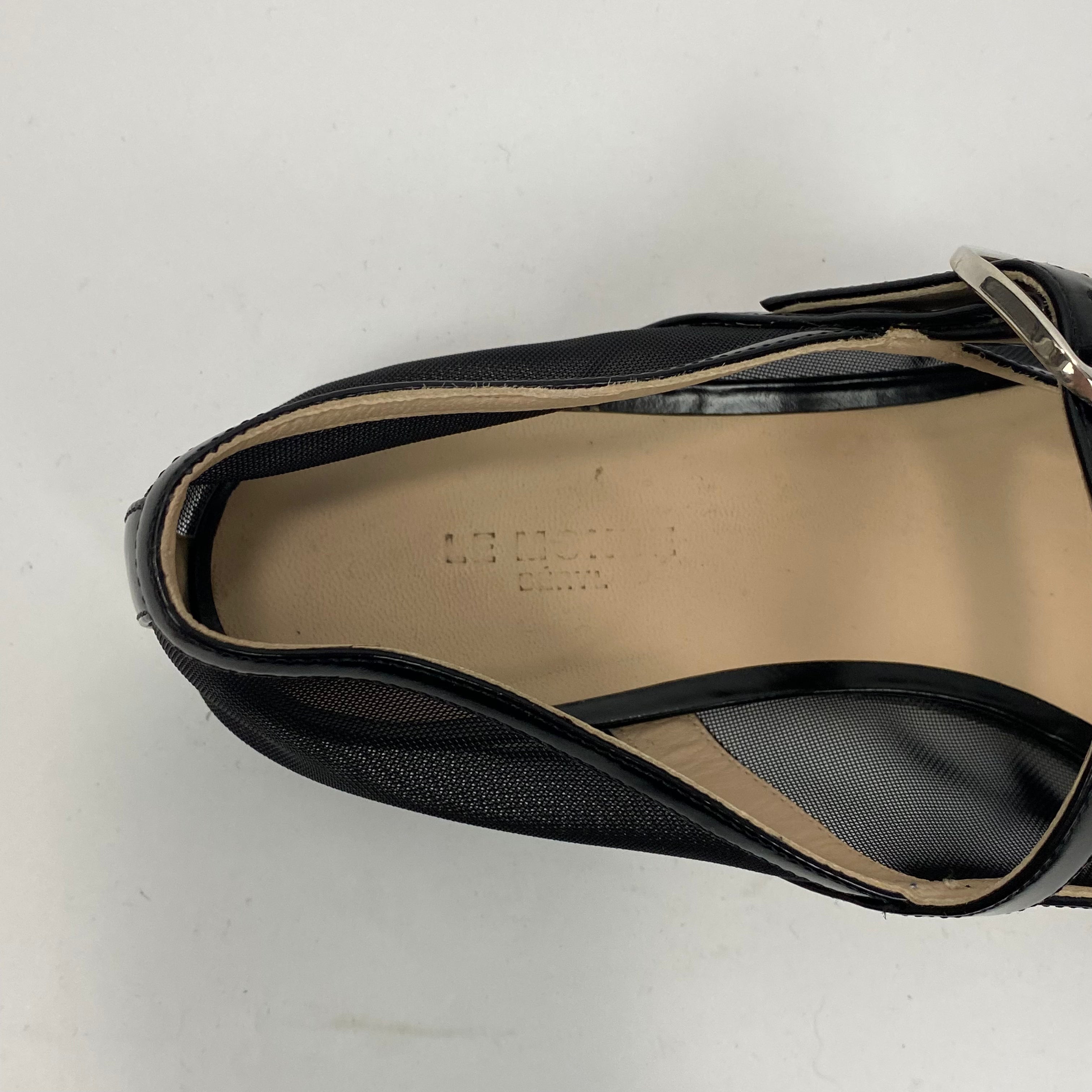 Le Monde Beryl £415 Black Netting Maryjane Flats 38.5