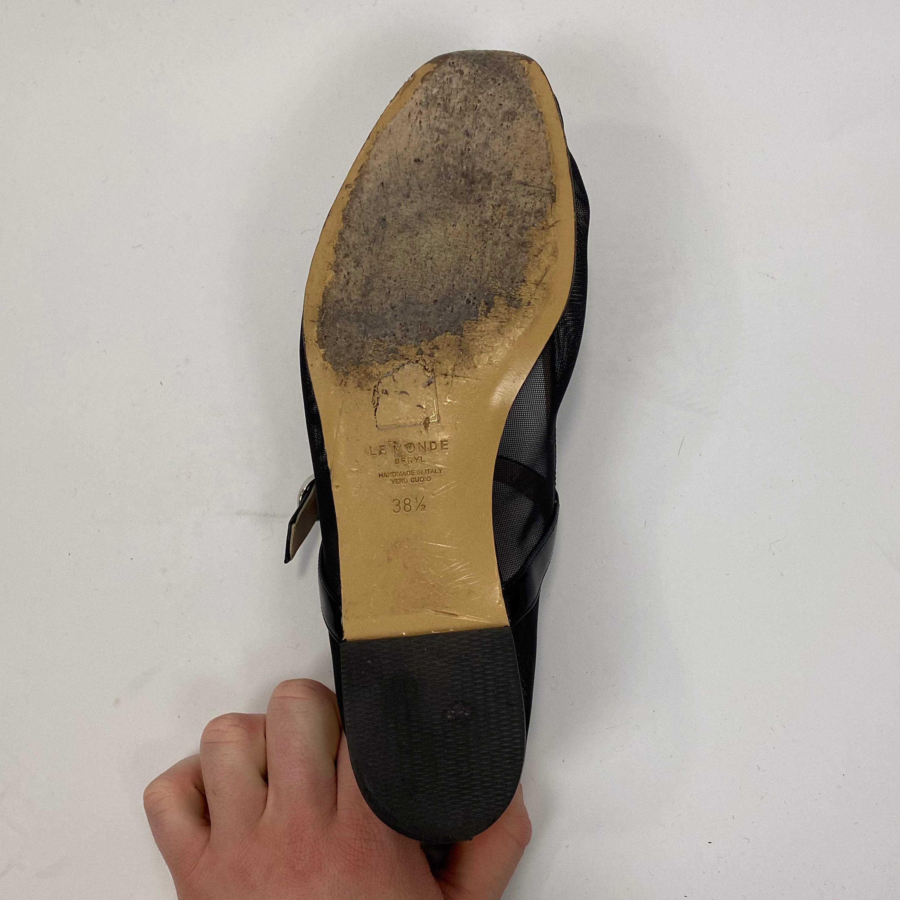 Le Monde Beryl £415 Black Netting Maryjane Flats 38.5