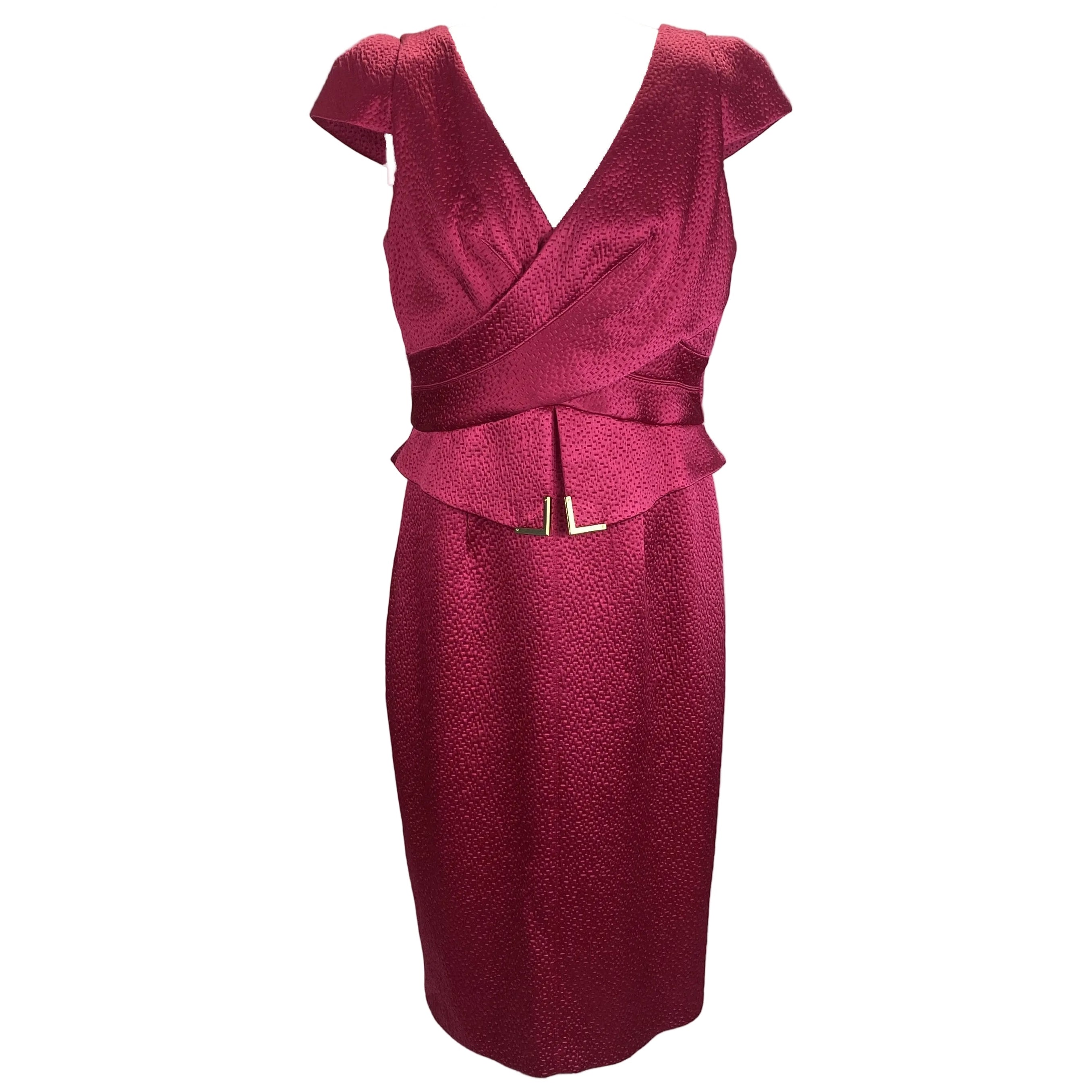 Amanda Wakeley Fuchsia Textured Satin Midi Dress XL