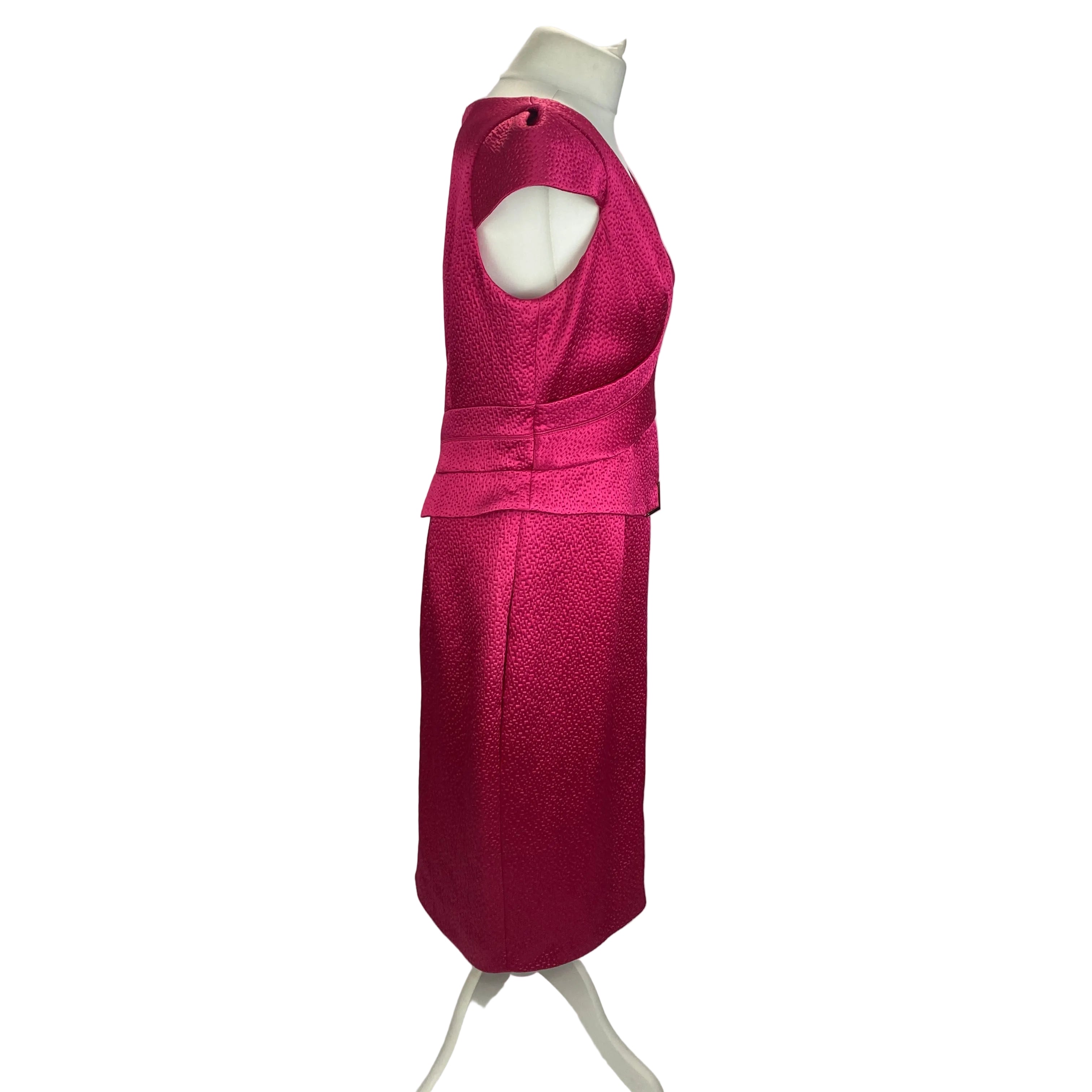 Amanda Wakeley Fuchsia Textured Satin Midi Dress XL