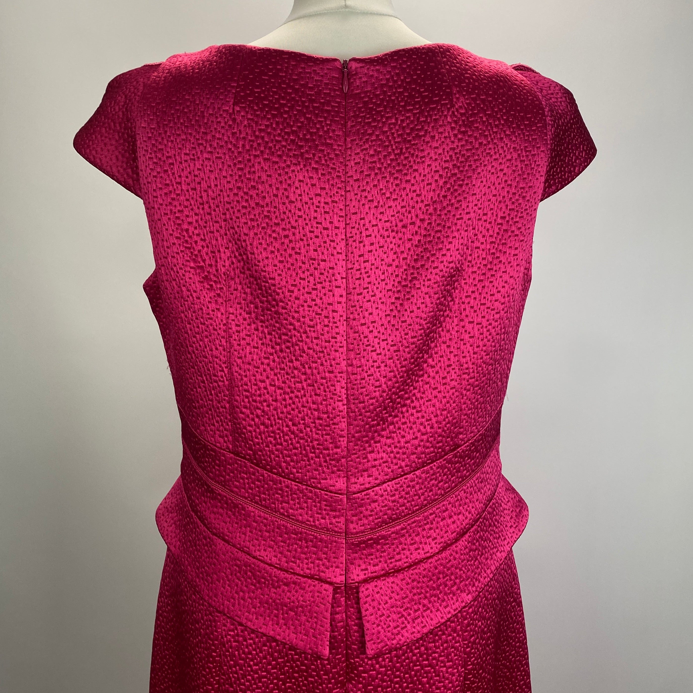 Amanda Wakeley Fuchsia Textured Satin Midi Dress XL