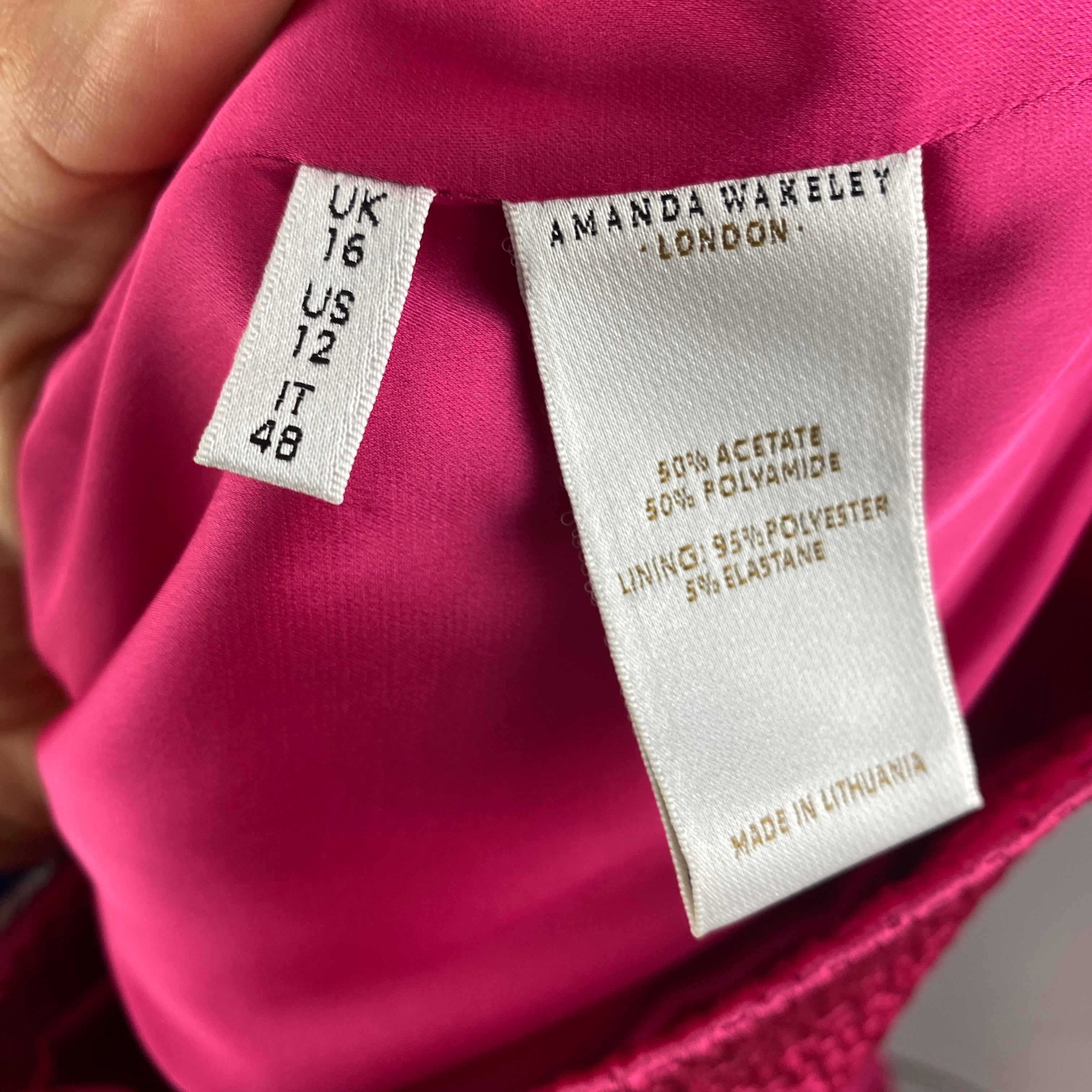 Amanda Wakeley Fuchsia Textured Satin Midi Dress XL