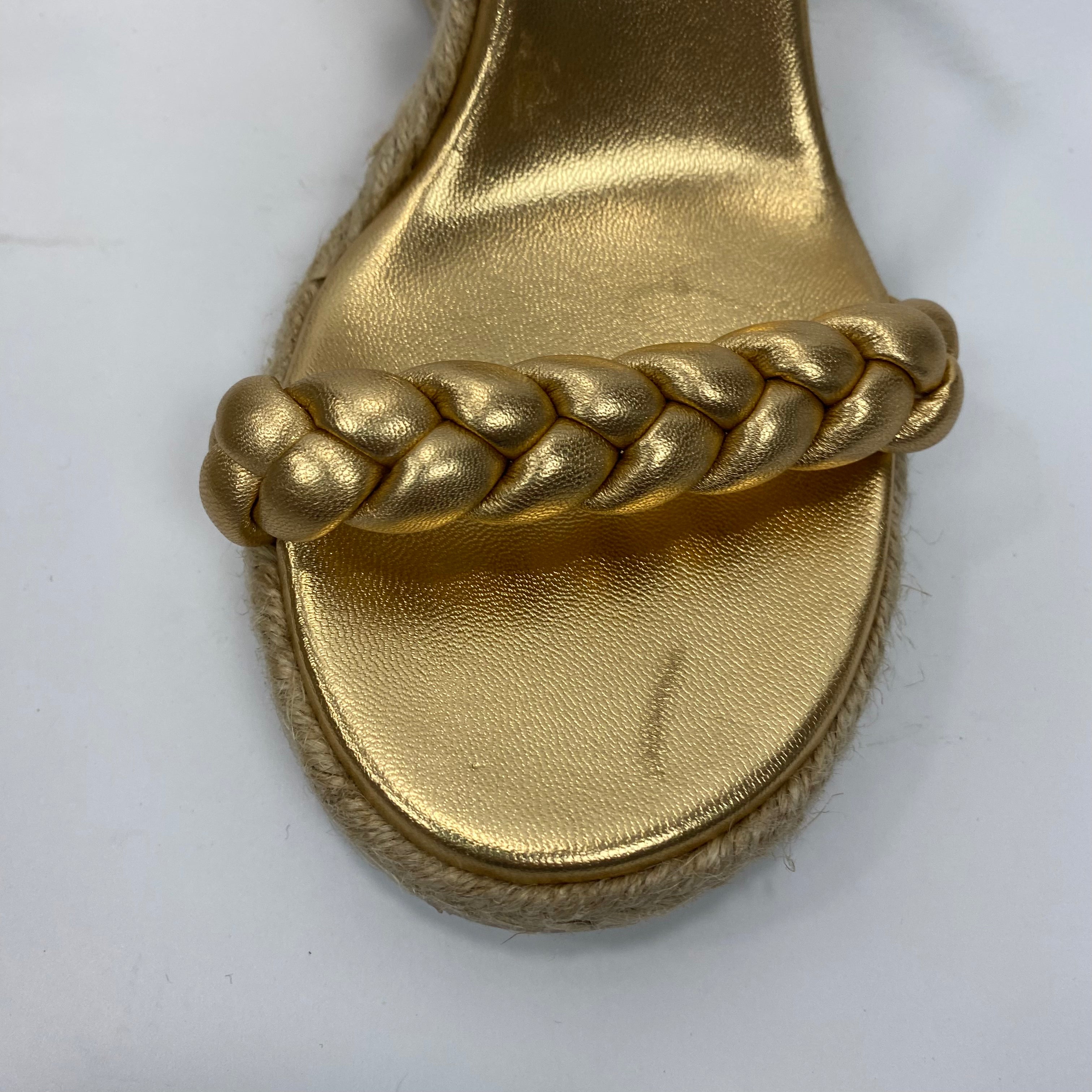 Gianvito Rossi New £825 Gold Cruz 85 Braided Wedges 35