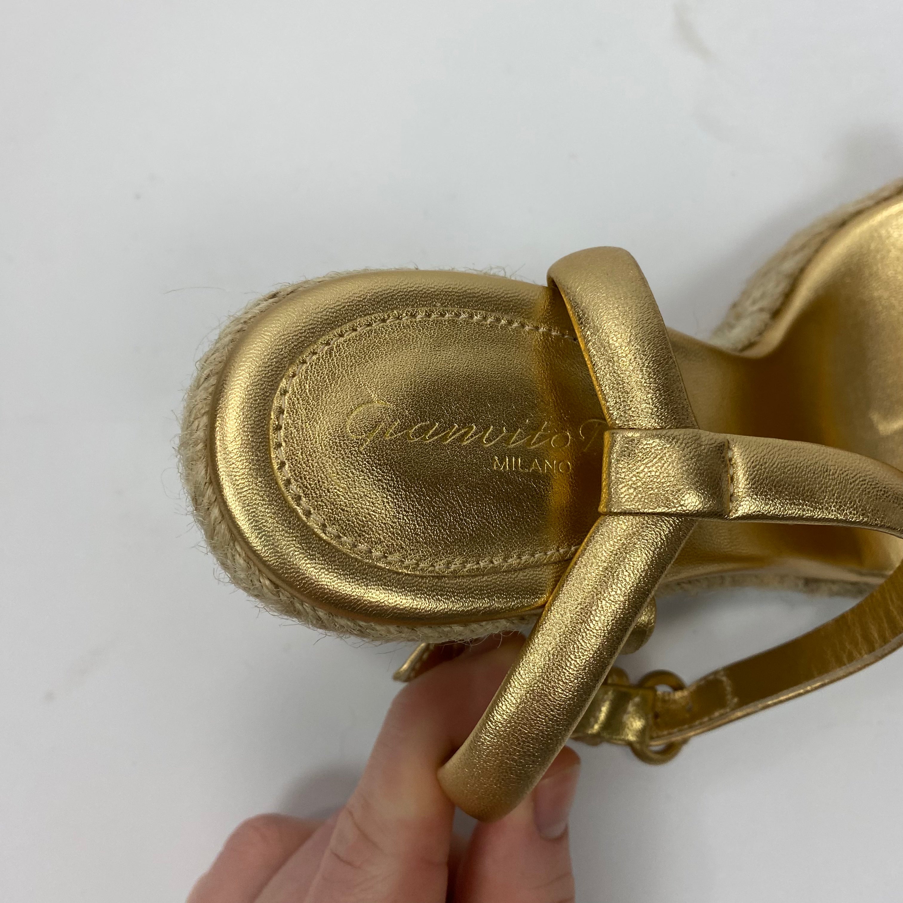 Gianvito Rossi New £825 Gold Cruz 85 Braided Wedges 35