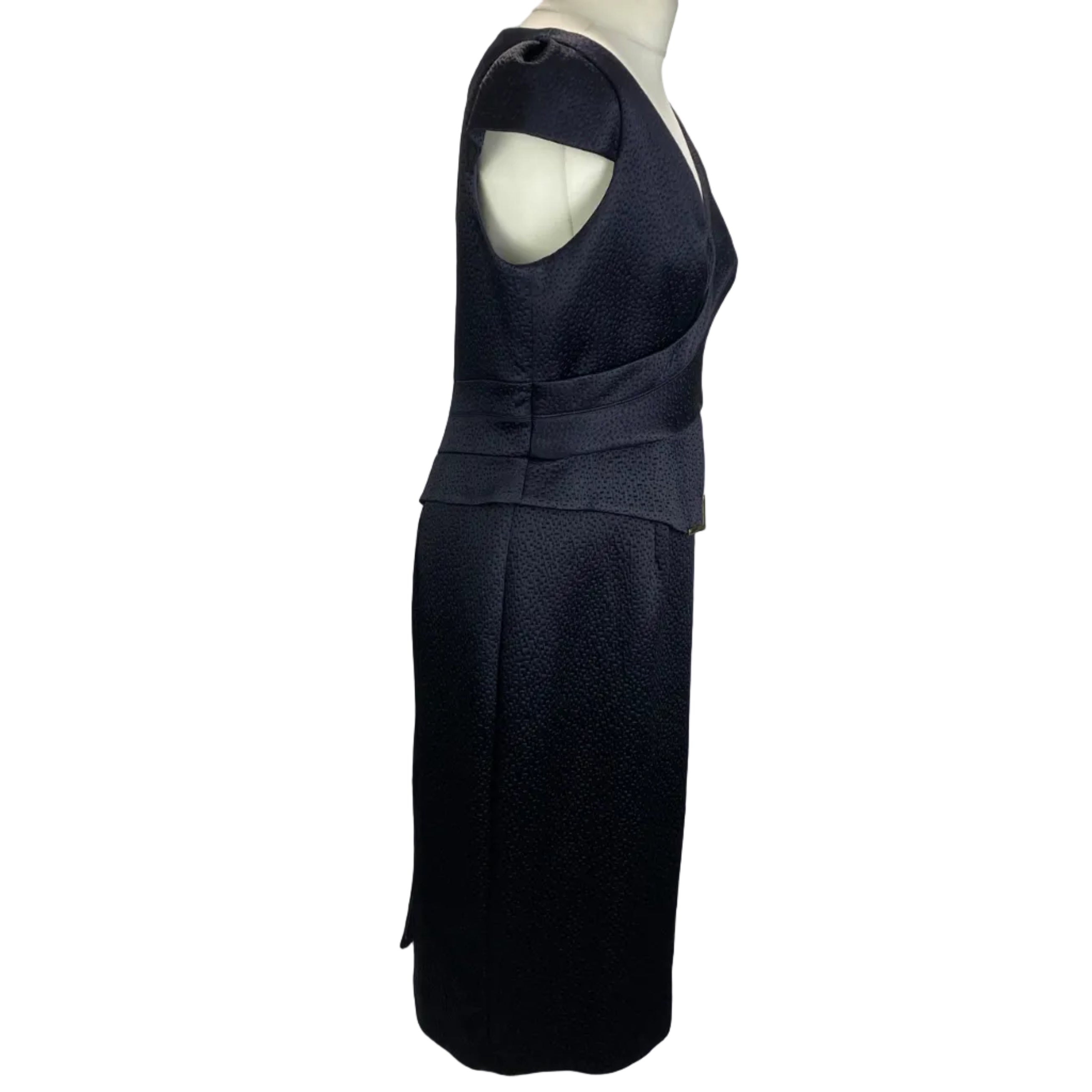 Amanda Wakeley Midnight Textured Satin Midi Dress XL