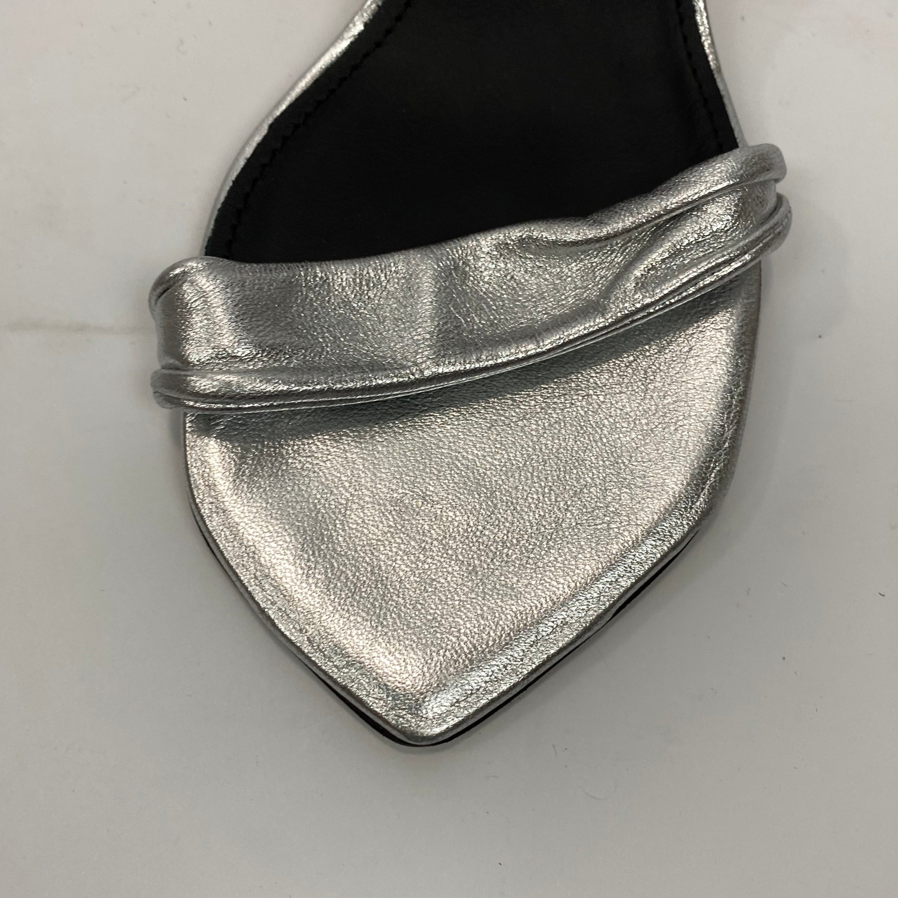 Isabel Marant New Silver Leather Ankle Wrap Heels 36