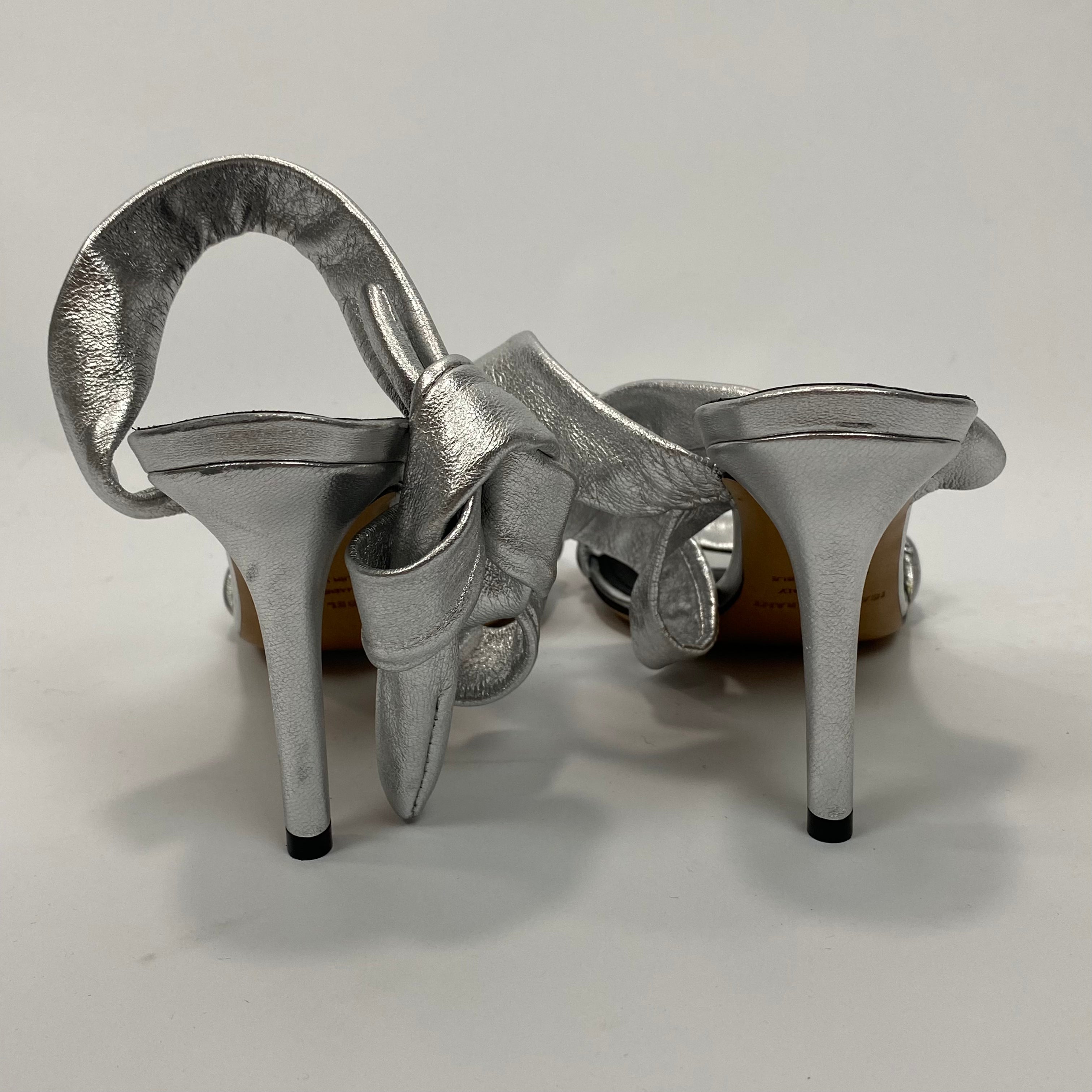 Isabel Marant New Silver Leather Ankle Wrap Heels 36