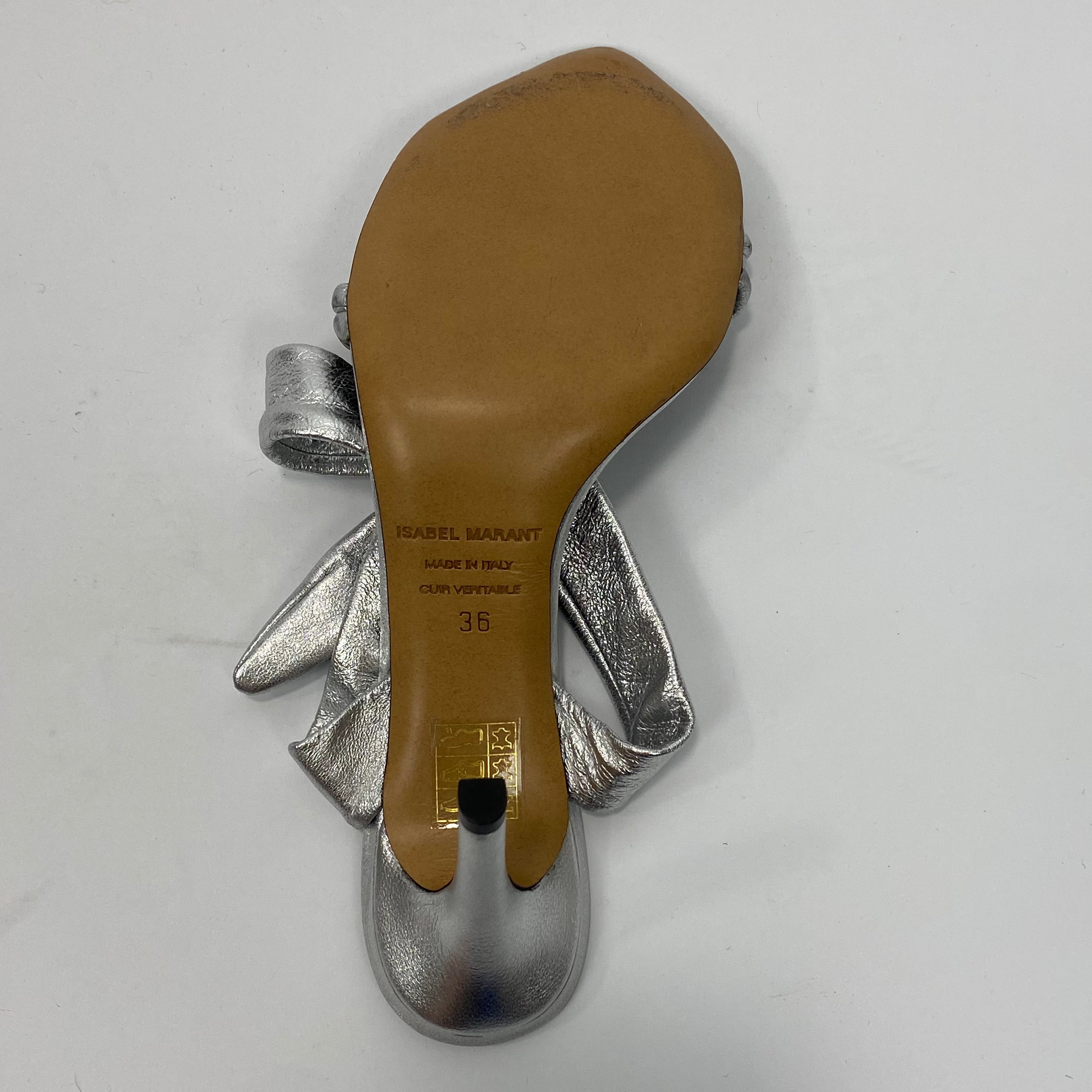 Isabel Marant New Silver Leather Ankle Wrap Heels 36