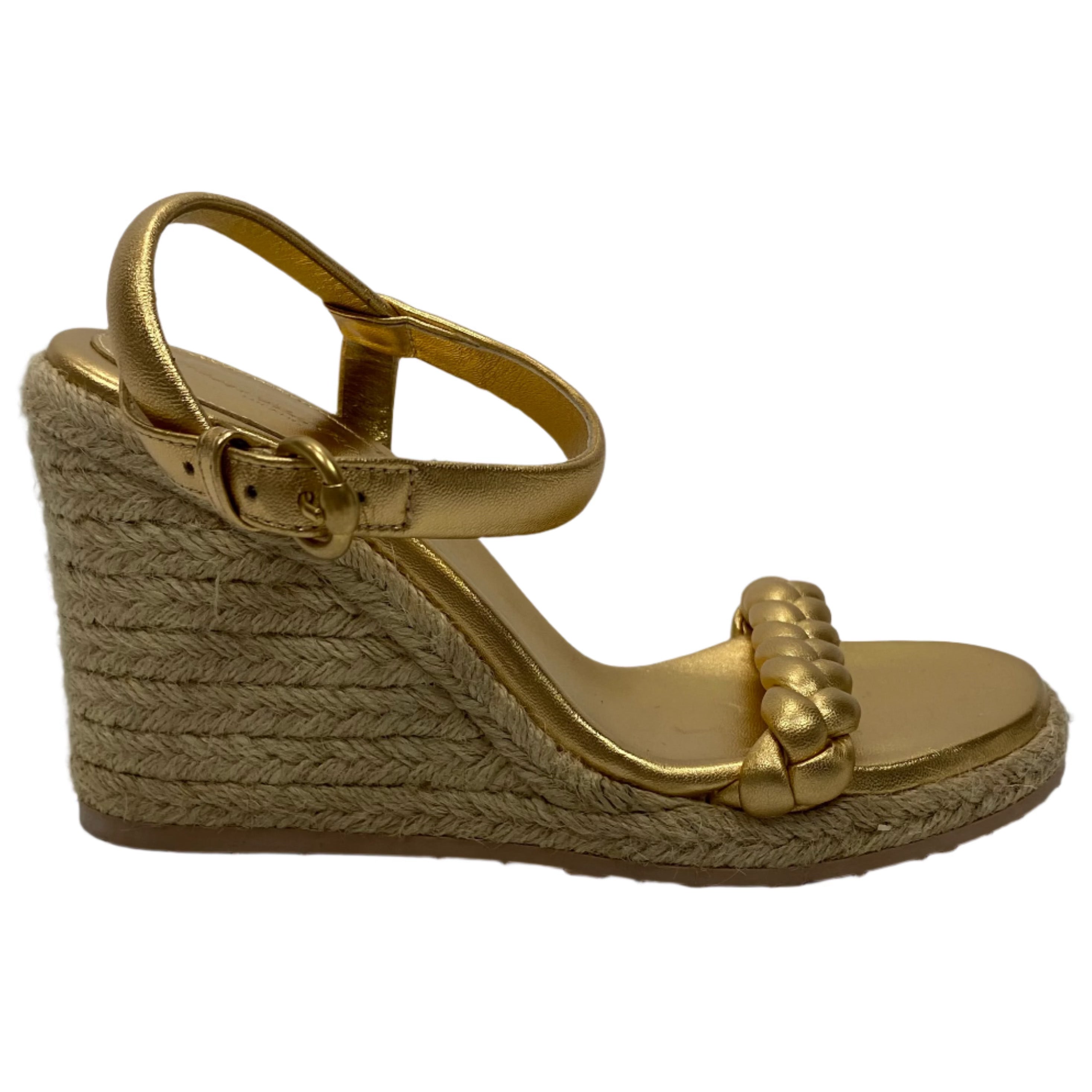 Gianvito Rossi New £825 Gold Cruz 85 Braided Wedges 35