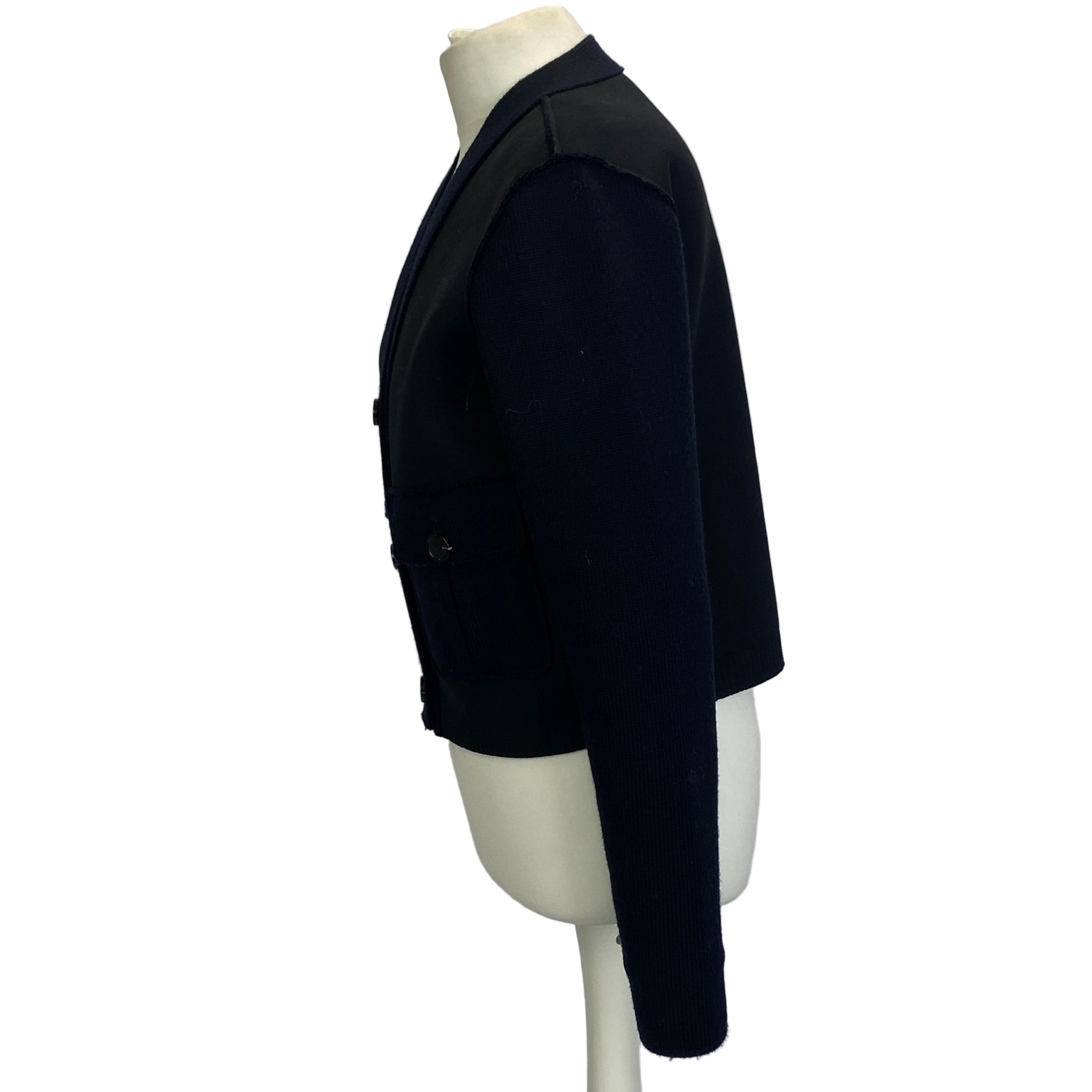 Nina Ricci Navy Black Wool Utility Cardigan Sweater M