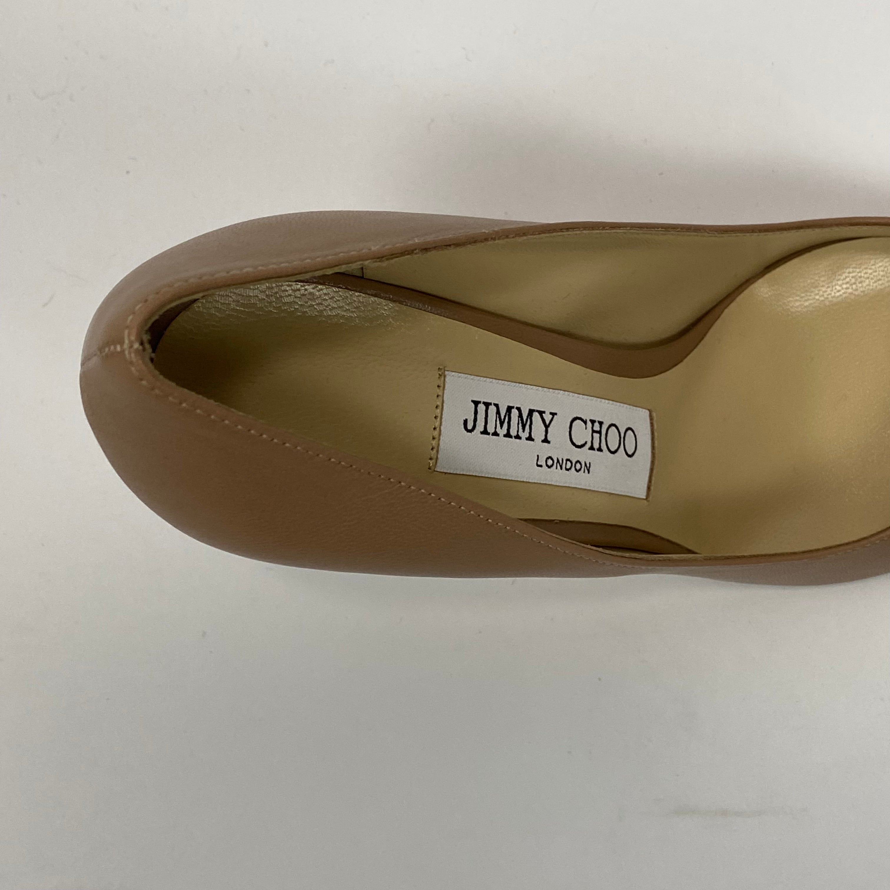 Jimmy Choo New £650 Nude Romy Leather Pumps 35.5