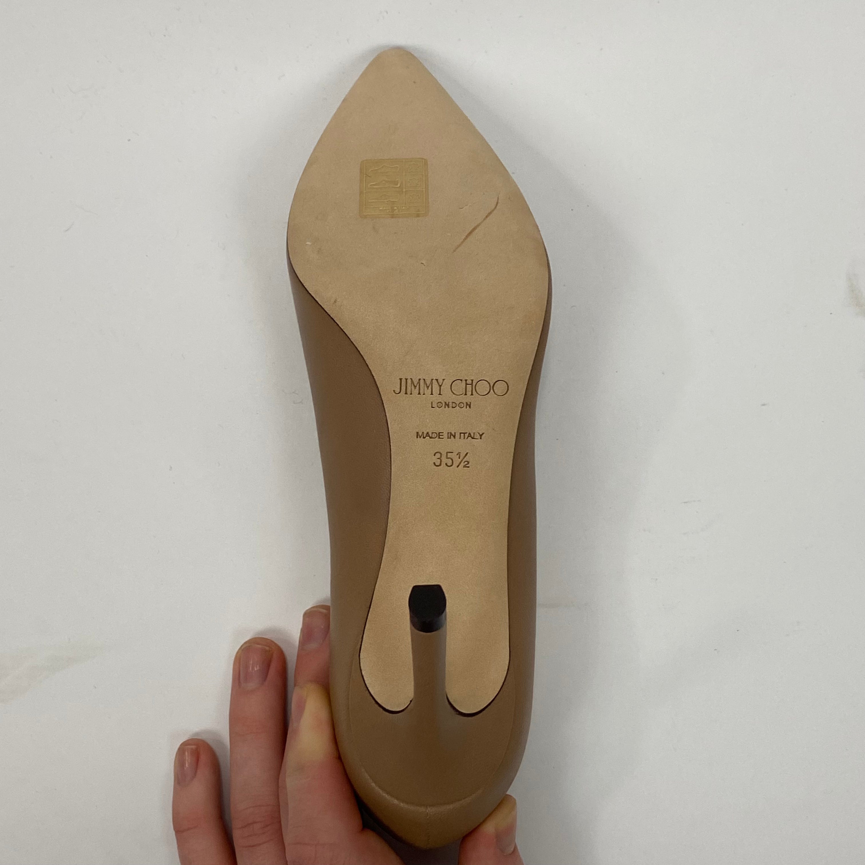 Jimmy Choo New £650 Nude Romy Leather Pumps 35.5