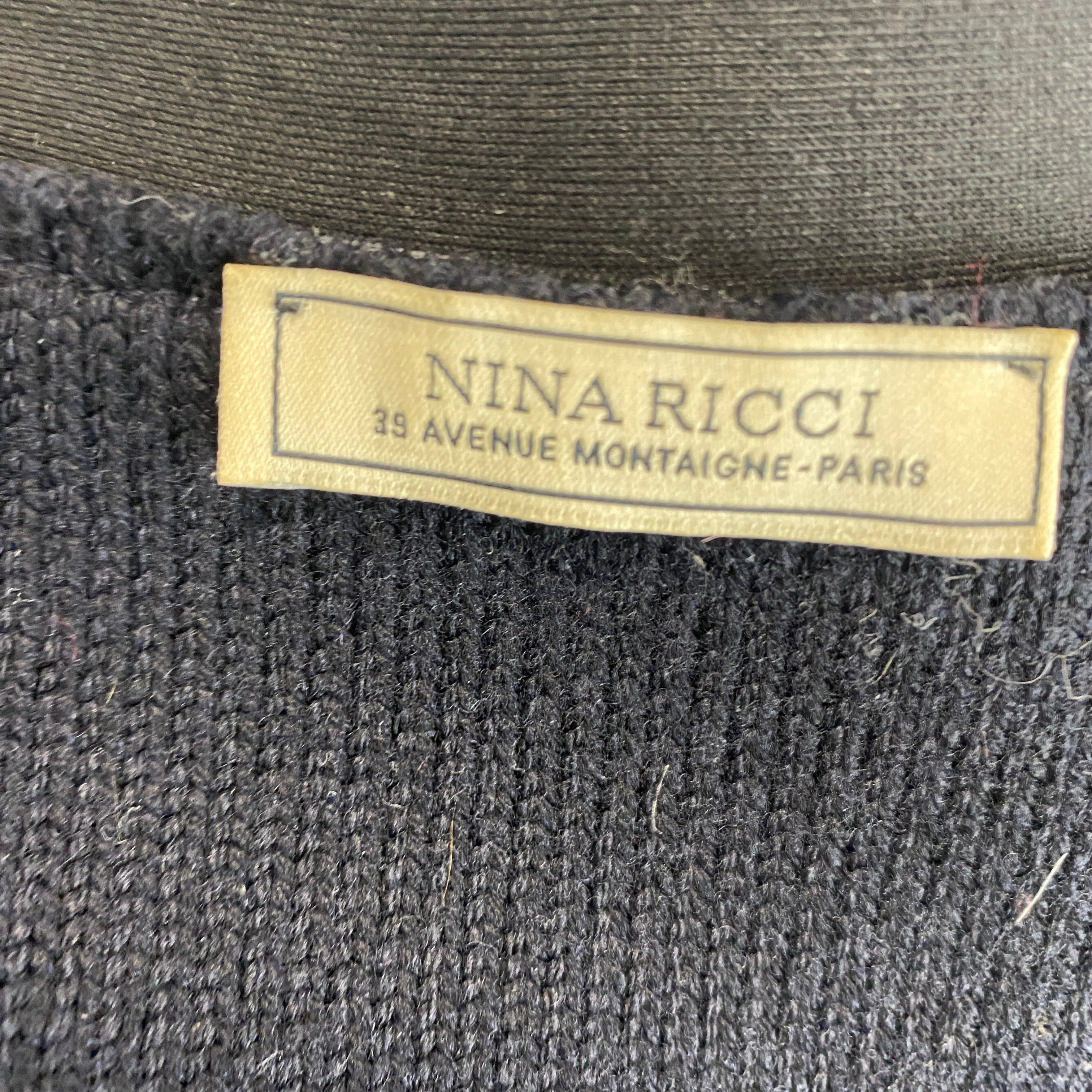 Nina Ricci Navy Black Wool Utility Cardigan Sweater M