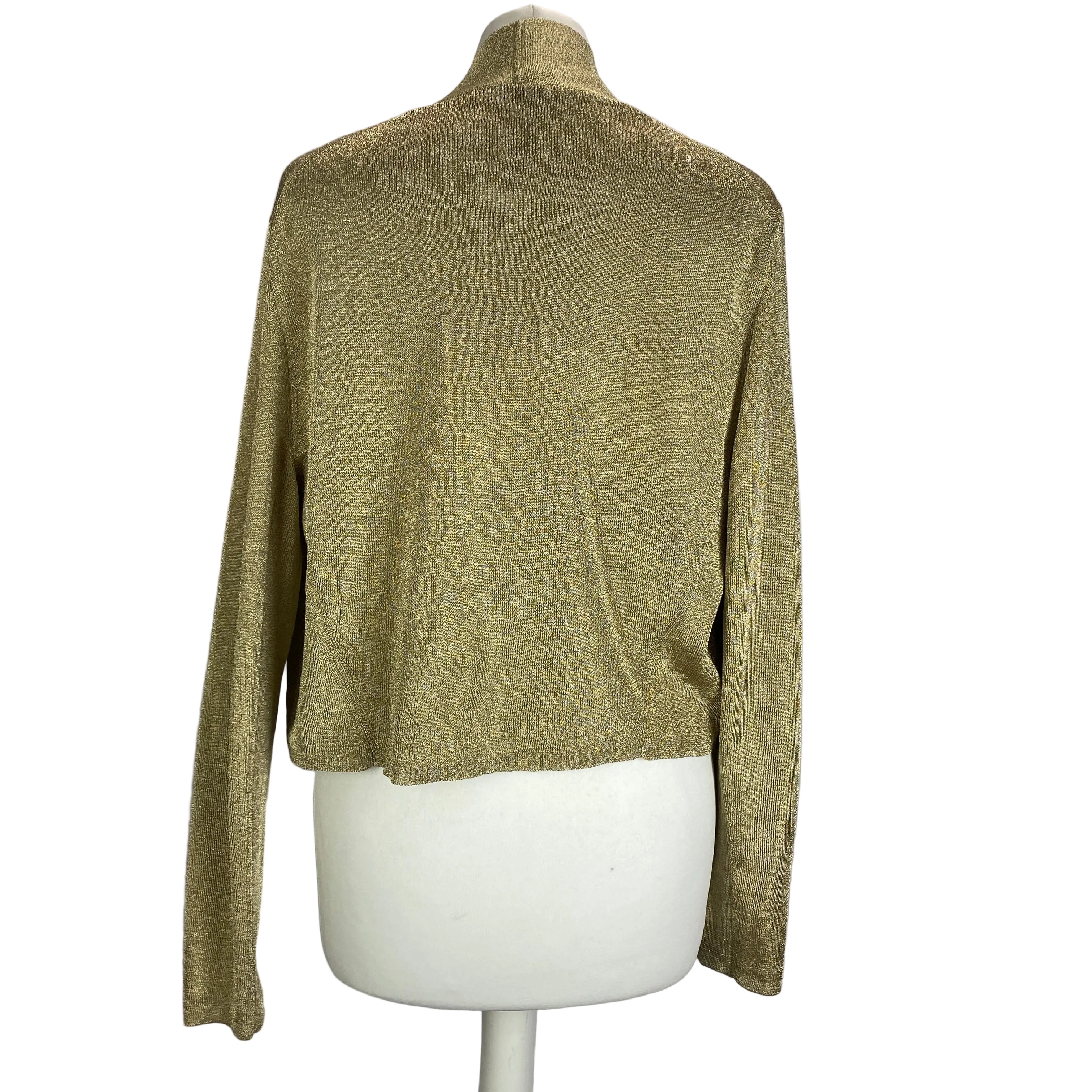 The Fold New £300 Gold Metallic Knit Jacket L