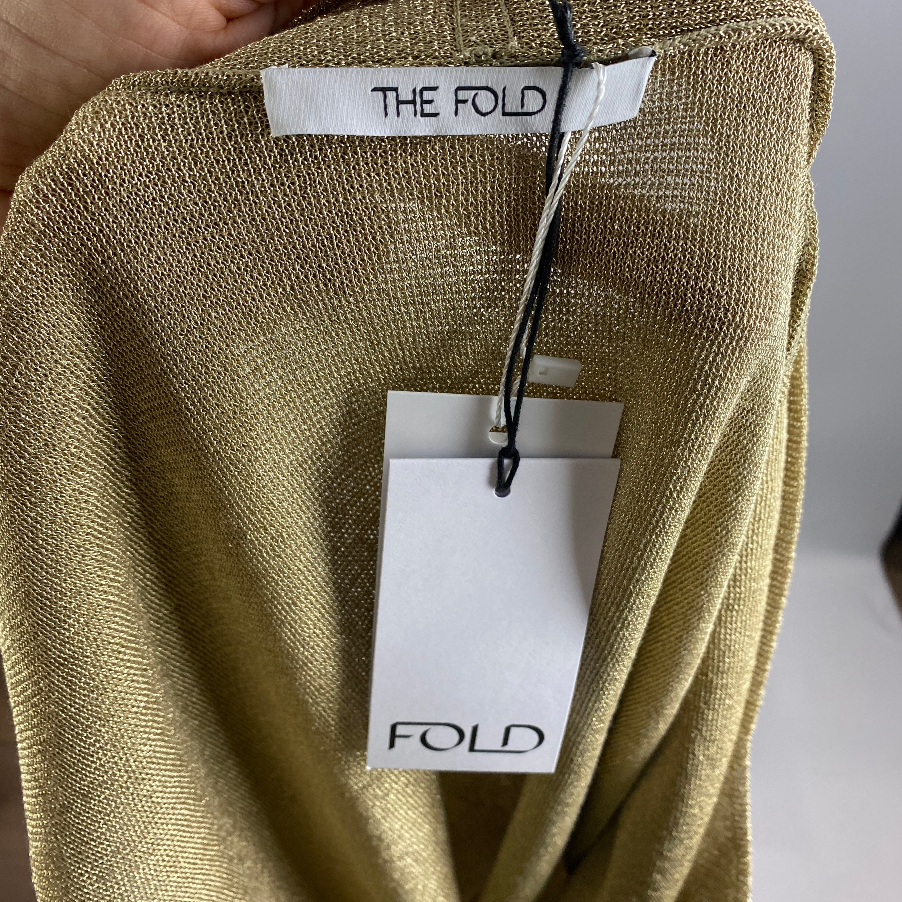 The Fold New £200 Gold Metallic Knit Top L