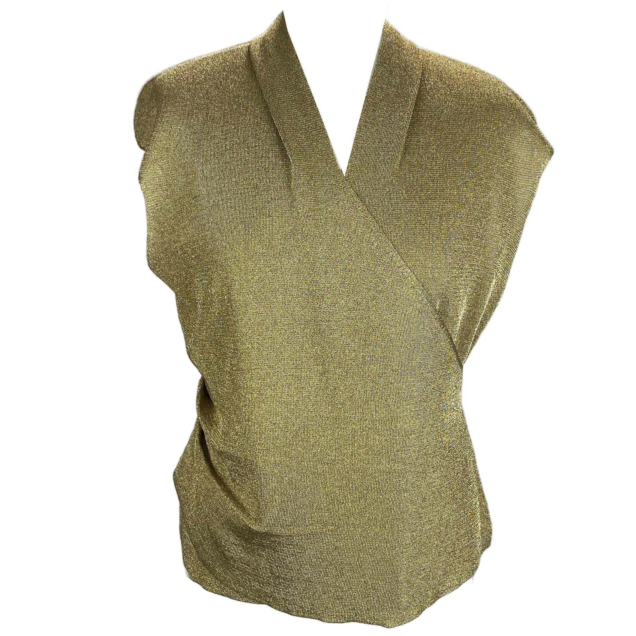 The Fold New £200 Gold Metallic Knit Top L