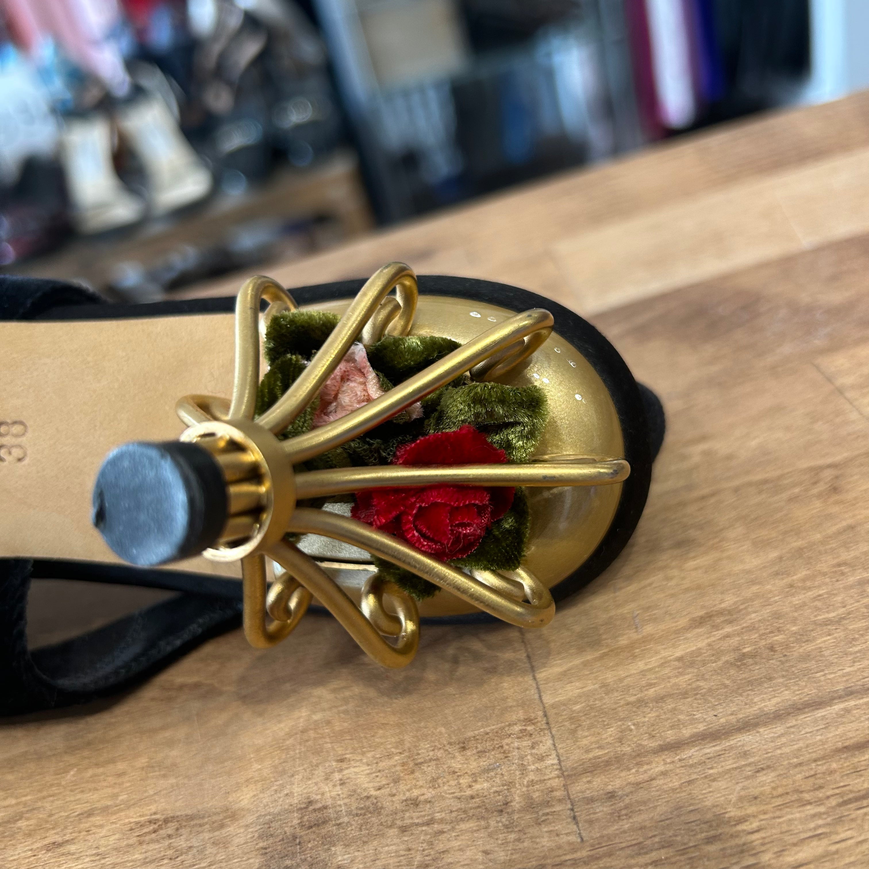 Dolce & Gabbana Black Velvet Cage Kitten Heels 38