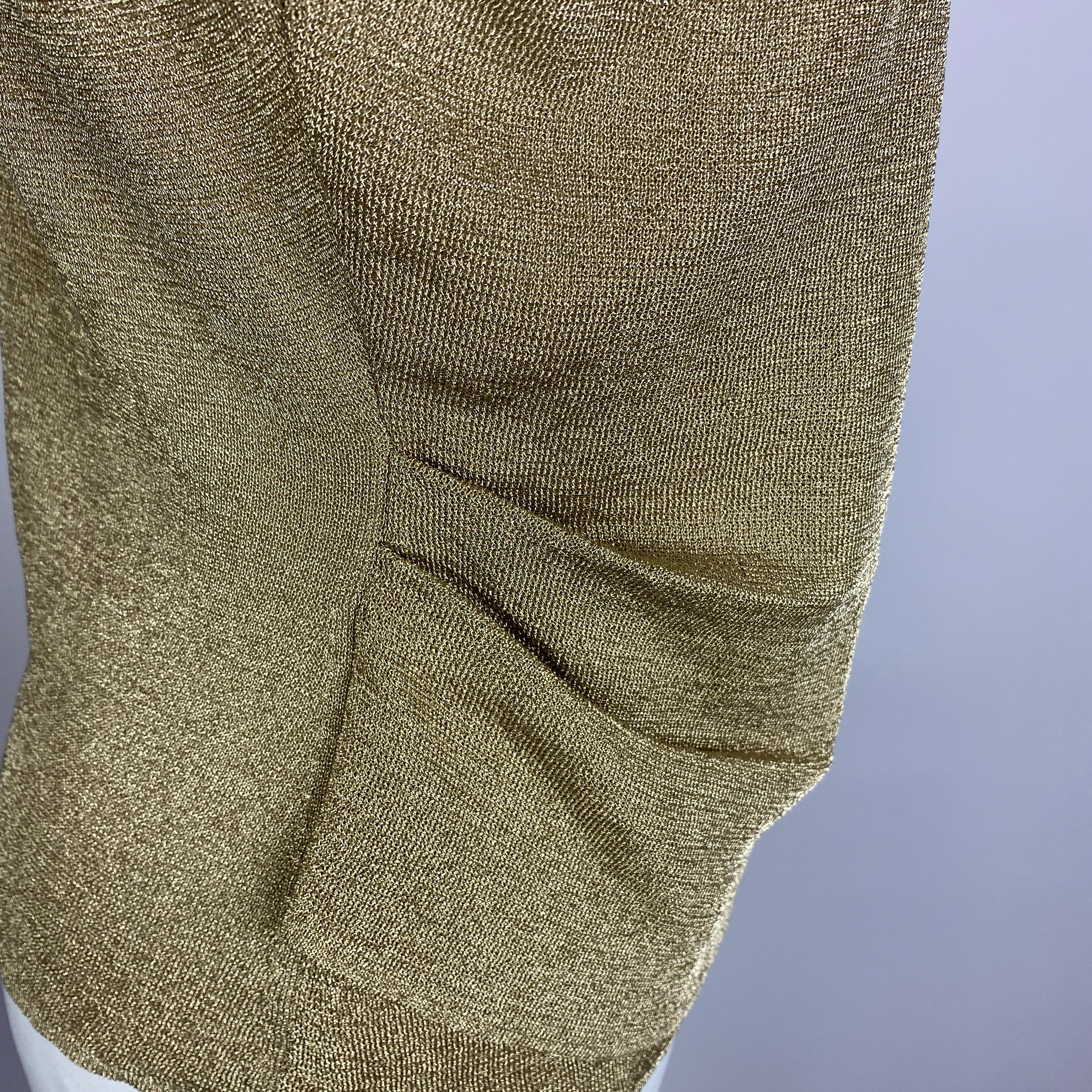 The Fold New £200 Gold Metallic Knit Top L