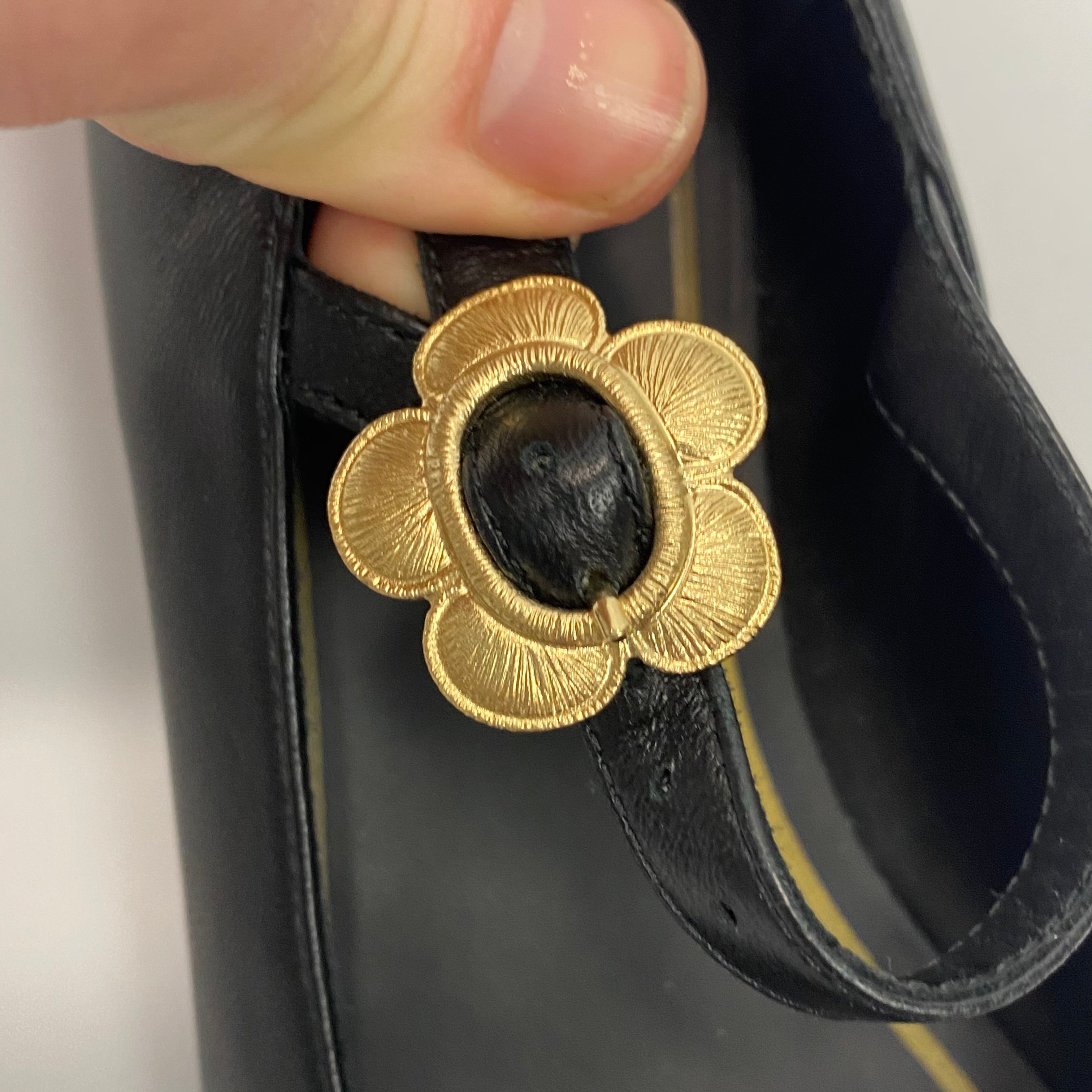 Chanel Black Leather Mary Jane Flats 36