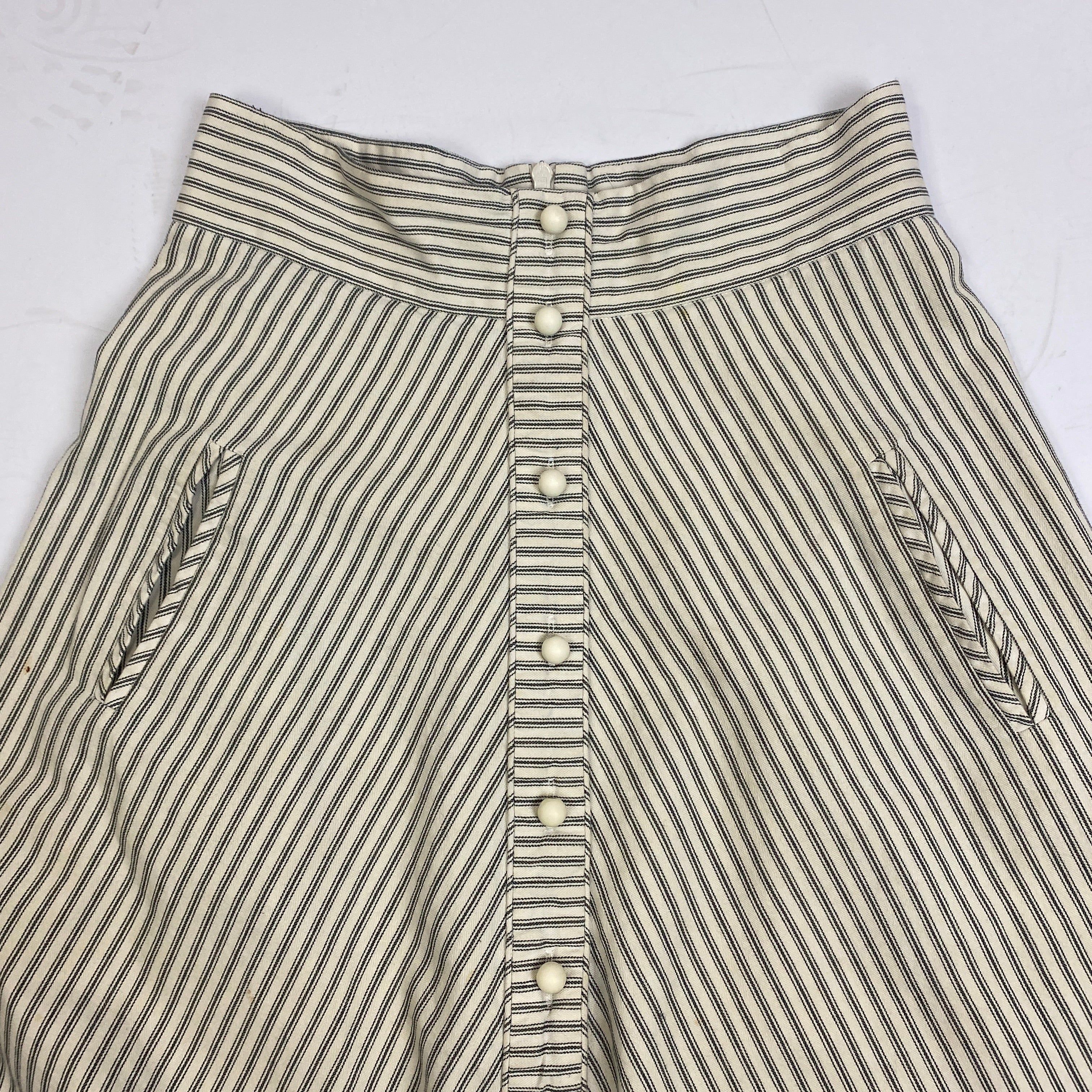 Anna Mason Ecru Striped Cotton Skirt S