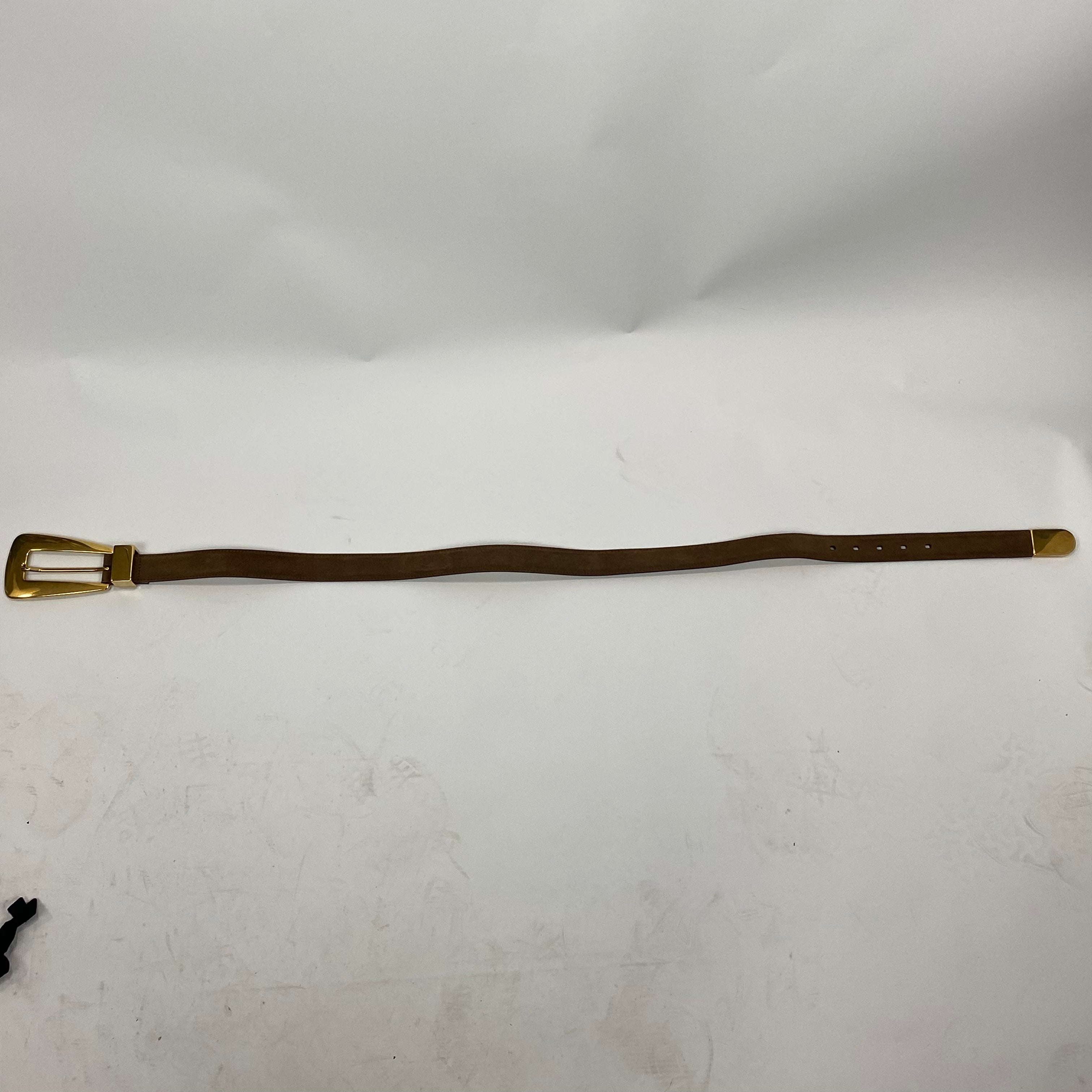 Khaite New £870 Lucca Brown Suede Belt 80cm