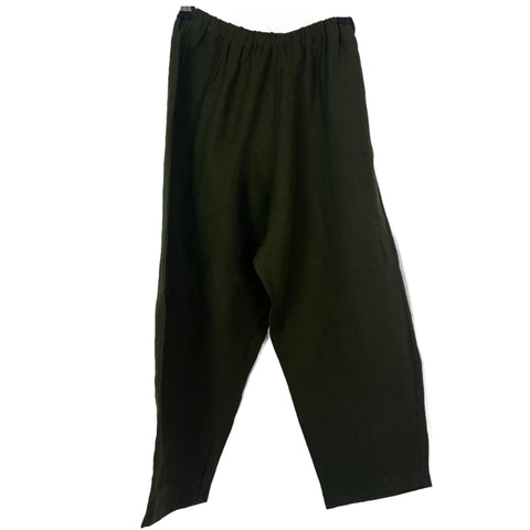 Apuntob £350 Fern Green Wool & Linen Pull-On Pants XS