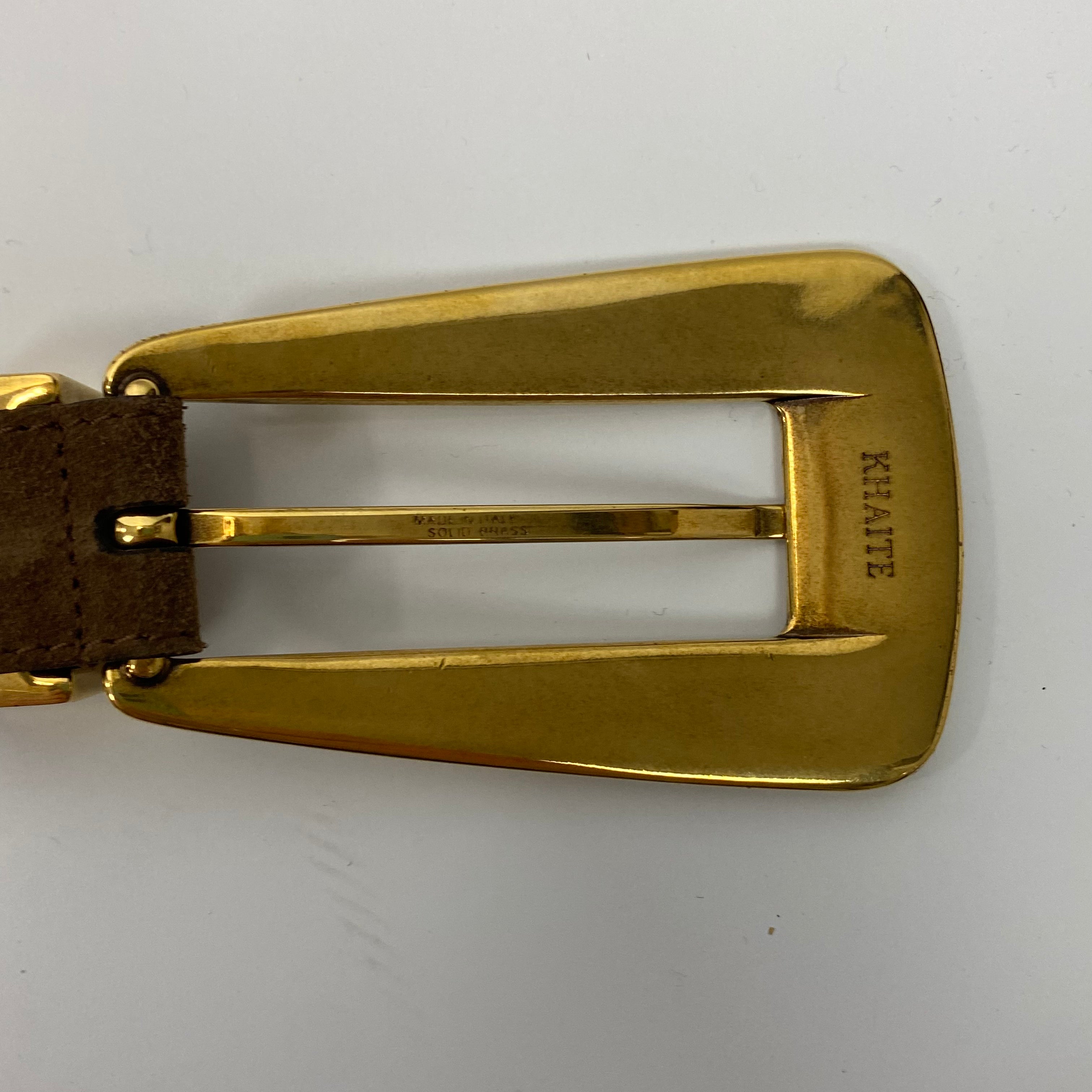 Khaite New £870 Lucca Brown Suede Belt 80cm