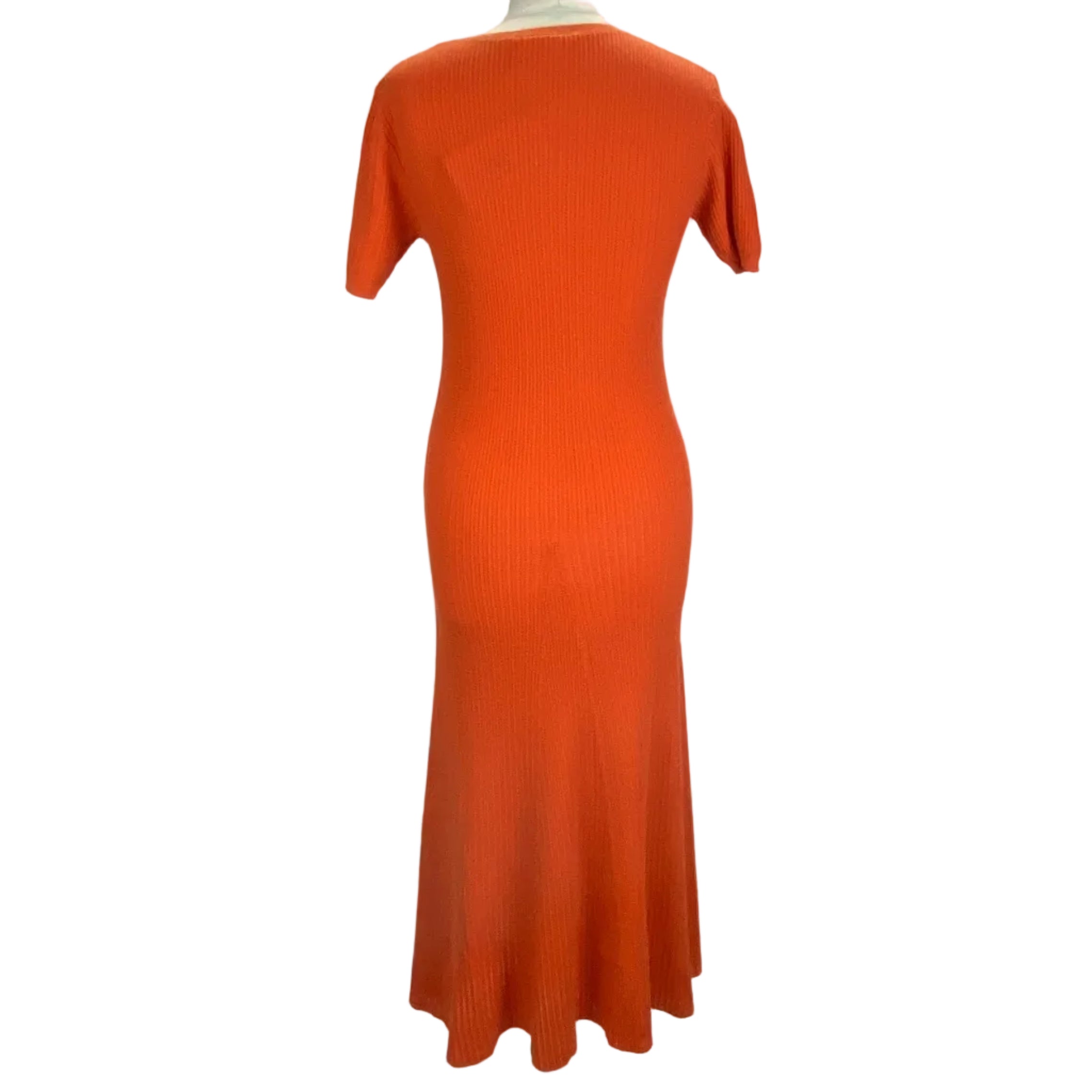 FUB New £202 Tangerine Cotton Rib Knit Maxi Dress S