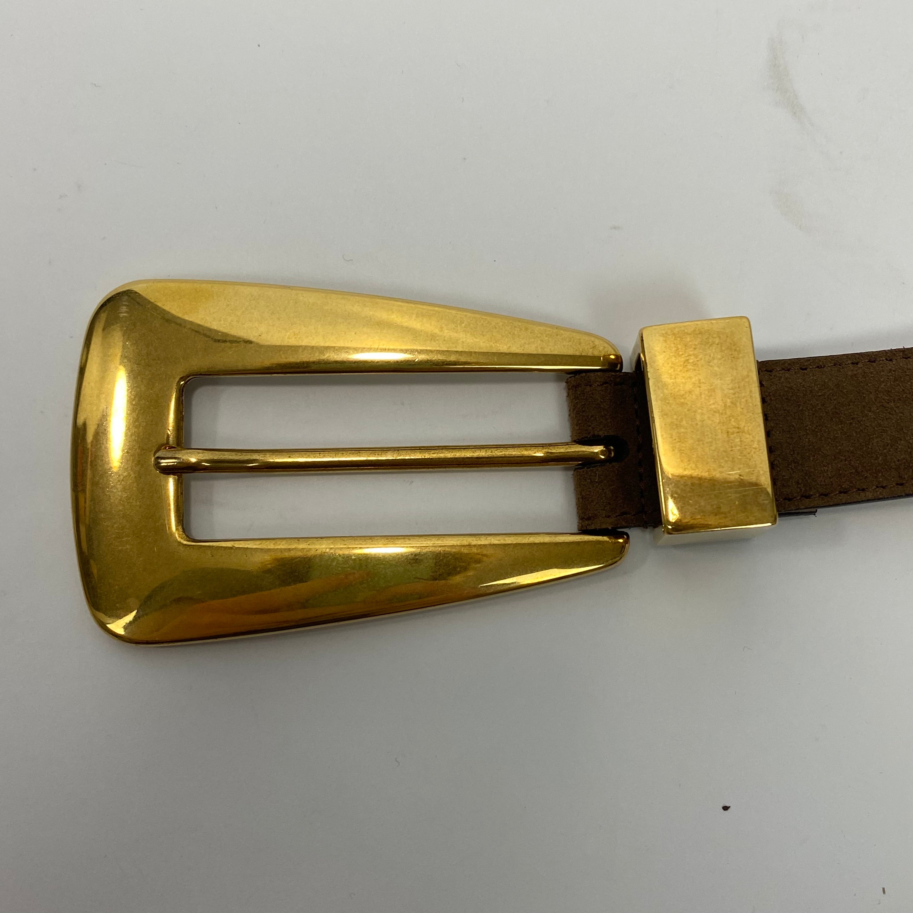 Khaite New £870 Lucca Brown Suede Belt 80cm