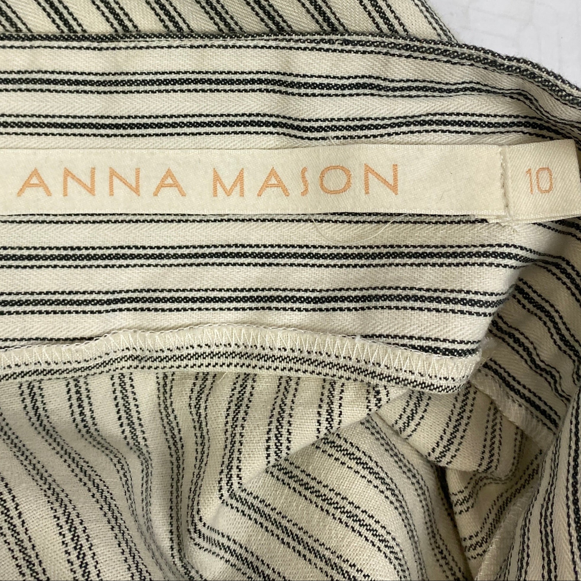 Anna Mason Ecru Striped Cotton Skirt S