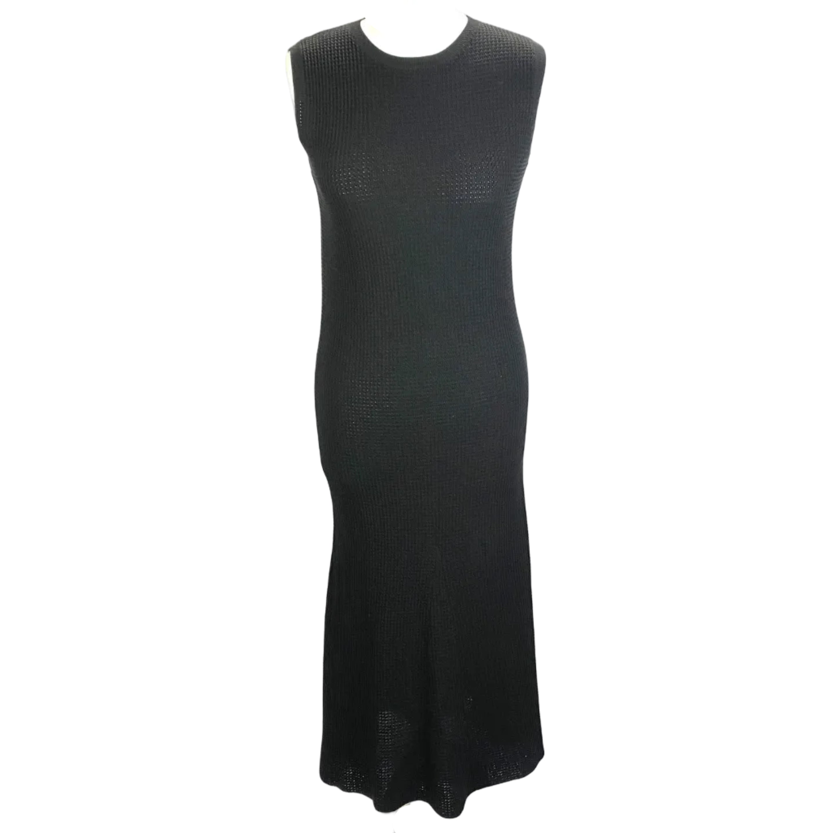 FUB New £202 Black Cotton Waffle Knit Maxi Dress S