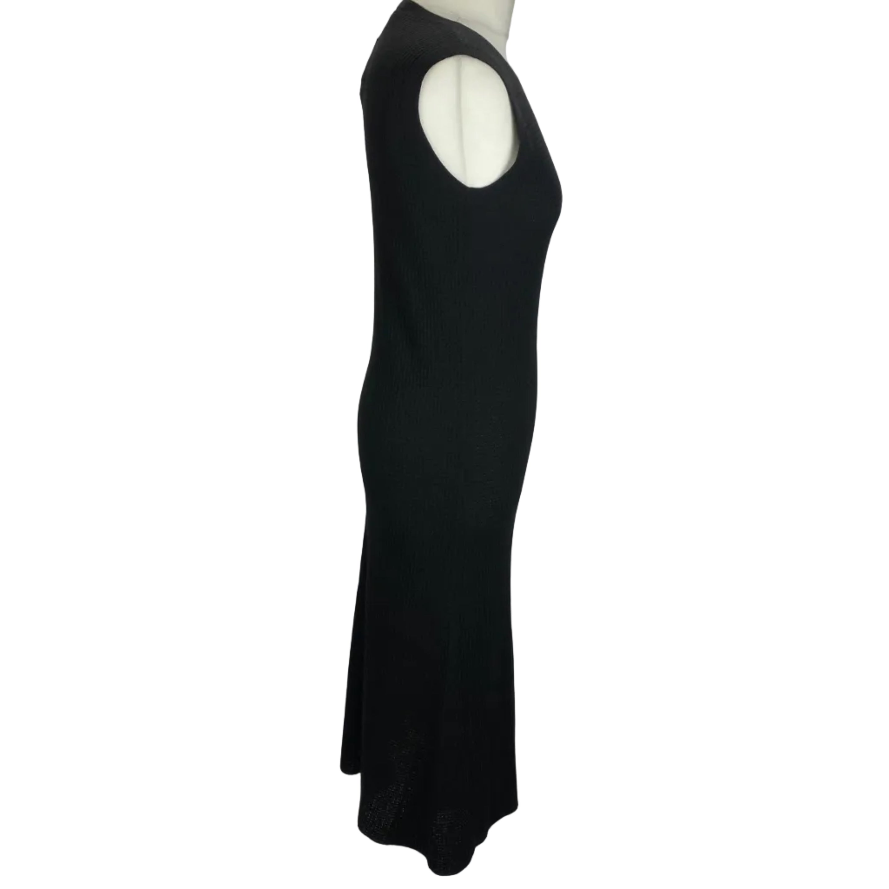 FUB New £202 Black Cotton Waffle Knit Maxi Dress S